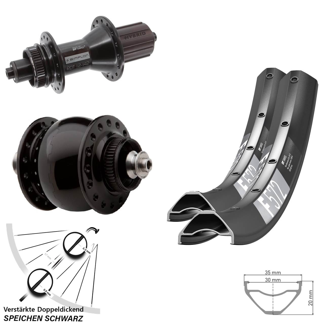 Disc Laufradsatz für Schnellspanner 650B DT Swiss F 572 370 Hybrid SONdelux 8-11 fach