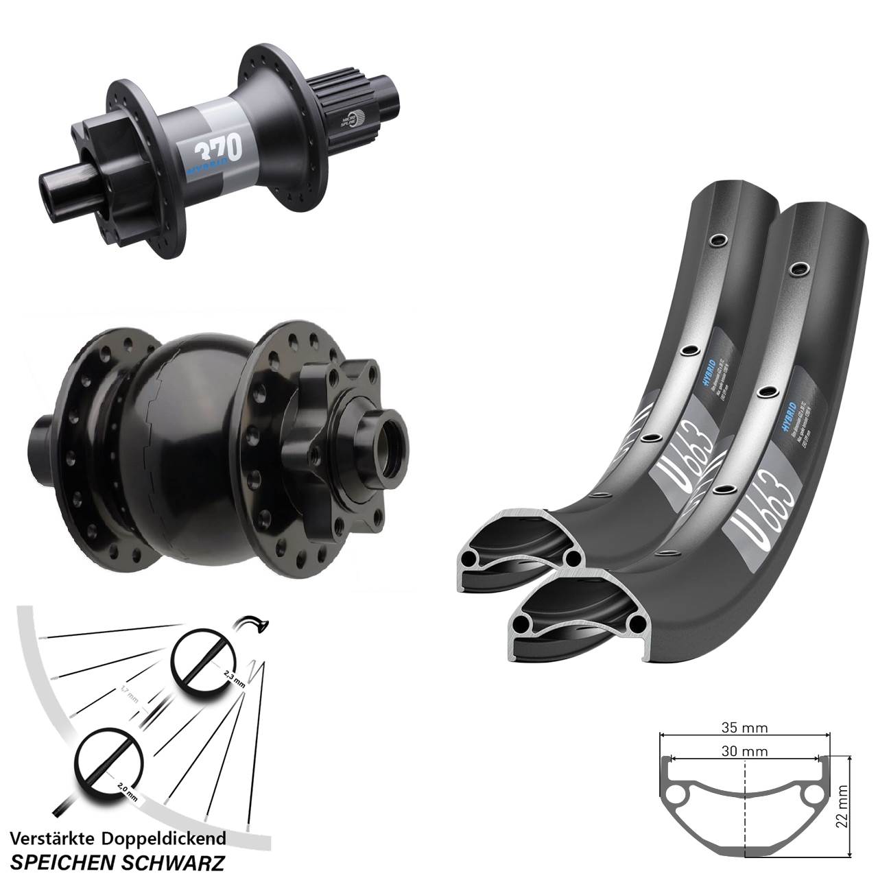 26 Zoll DT Swiss U663 SON 28 370 Hybrid Micro Spline Disc Laufradsatz 15x110/148