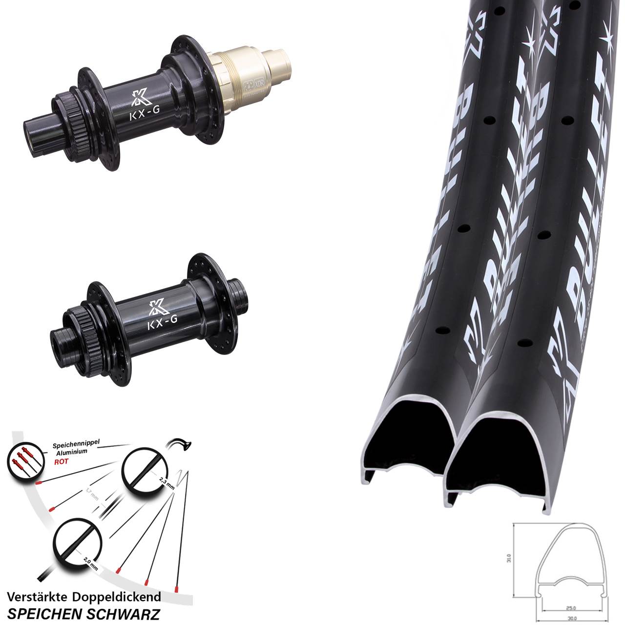 29 Zoll KX-G Bullet OS Centerlock Laufradsatz 12x100/142 SRAM XDR