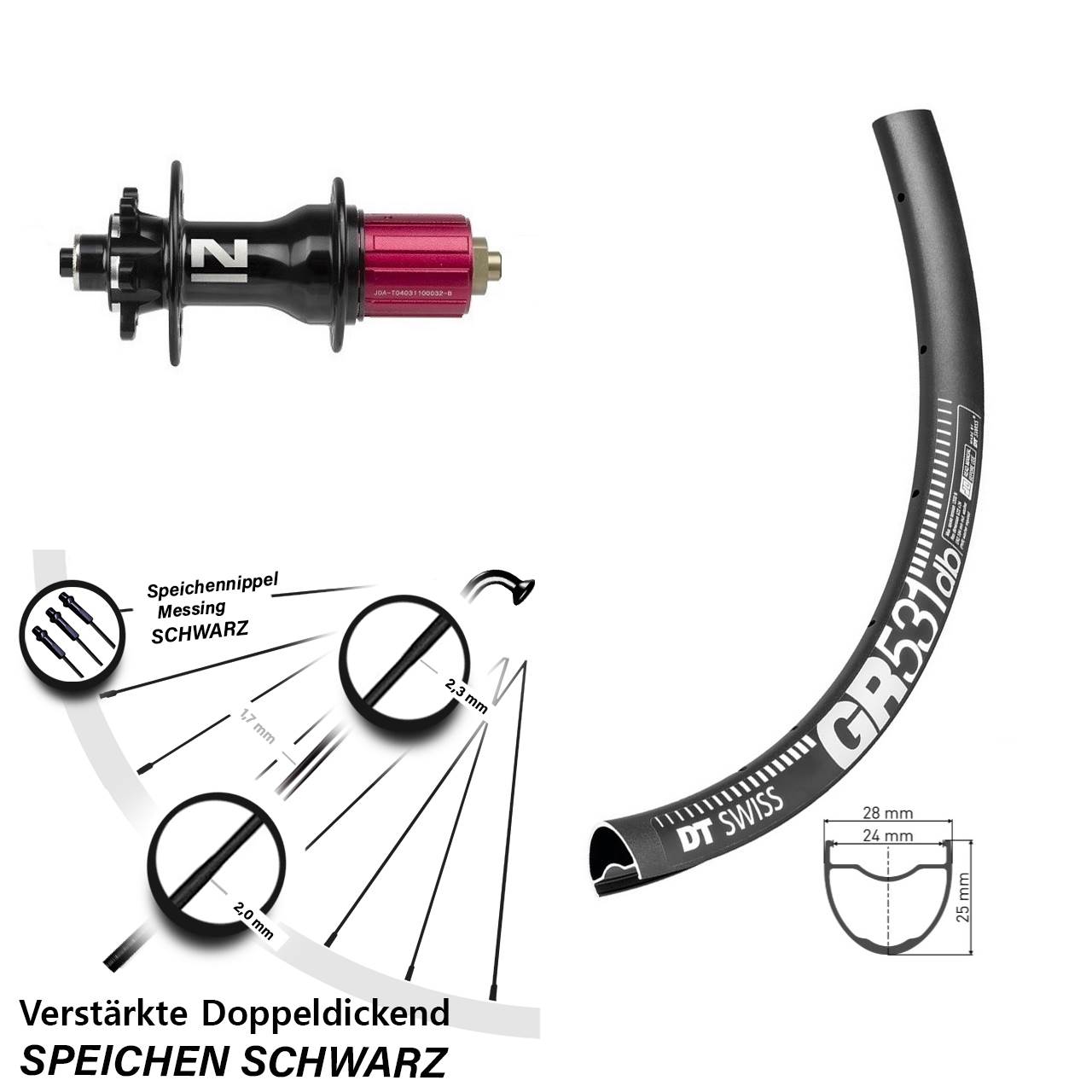 DT Swiss GR 531 Novatec Superlight 29 Zoll 6-Loch Hinterrad QR 8-12 fach