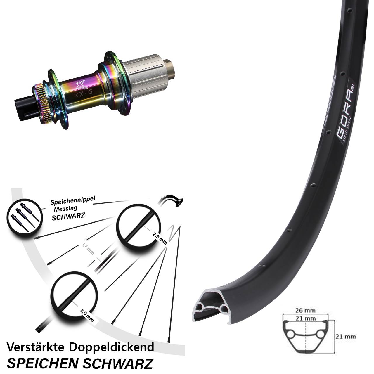 Gora 21 KX-G Oilslick 29 Zoll Disc Hinterrad 12x142 8-12 fach HG