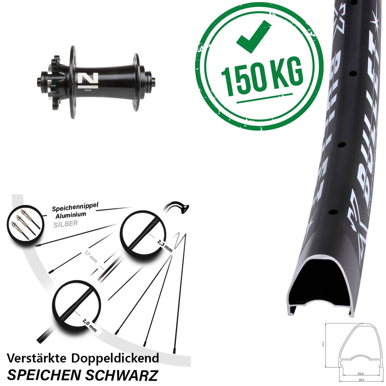 29 Zoll KX Bullet OS Novatec D791 Vorderrad 6-Loch QR