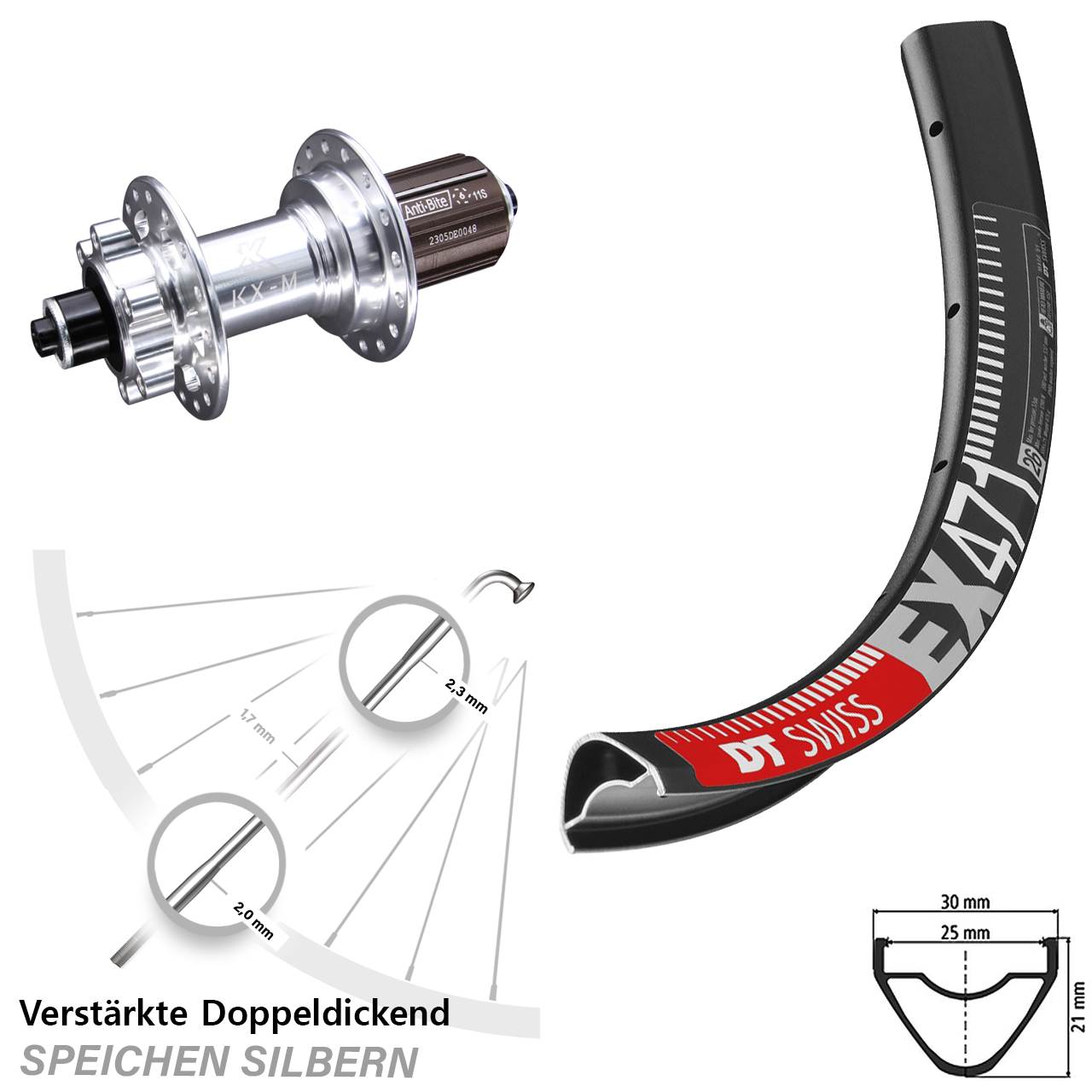 Disc Hinterrad QR 29 Zoll DT Swiss EX471 KX-M 8-12 fach HG