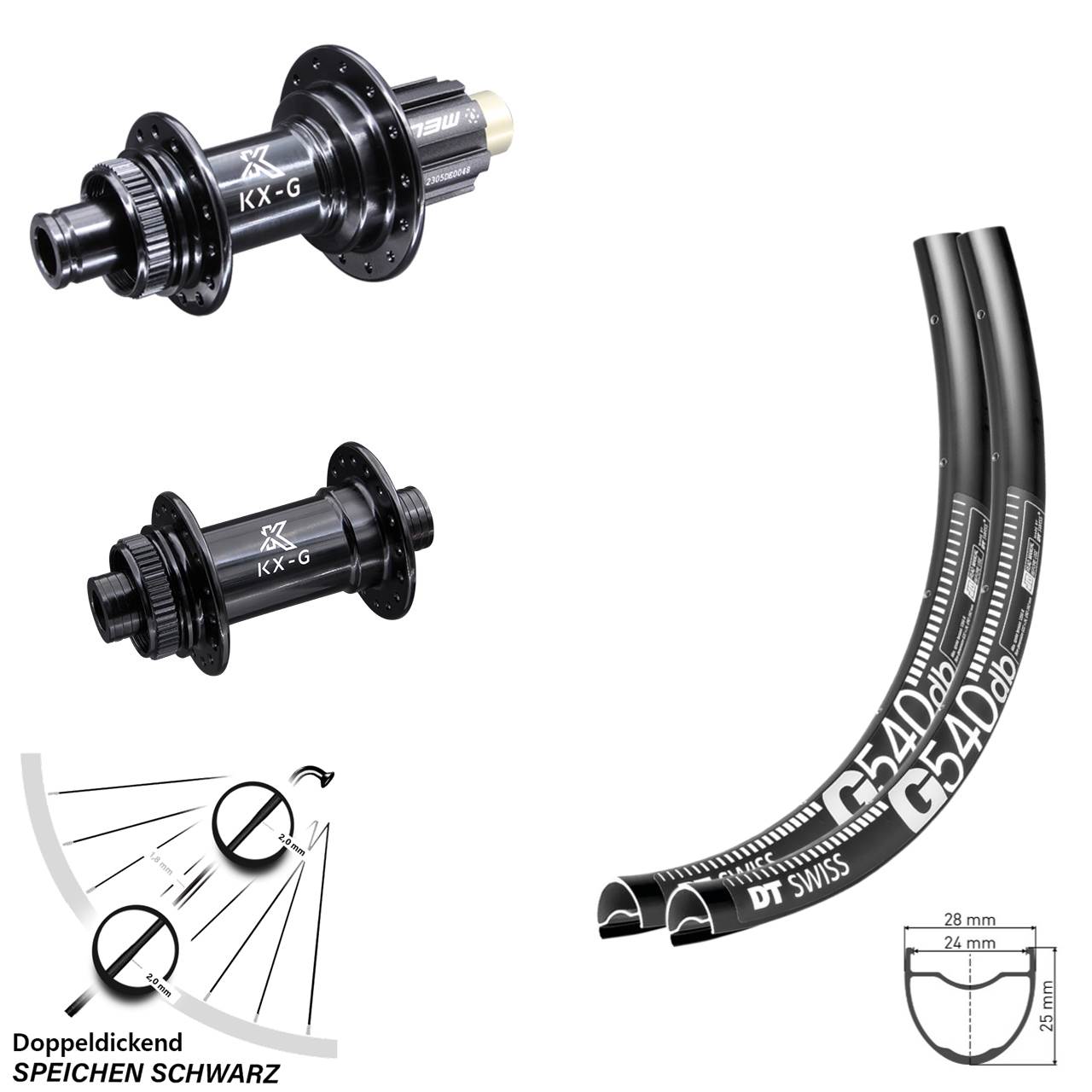 DT Swiss G540 KX-G Laufradsatz 28 Zoll Centerlock 12x100/142 Campagnolo N3W