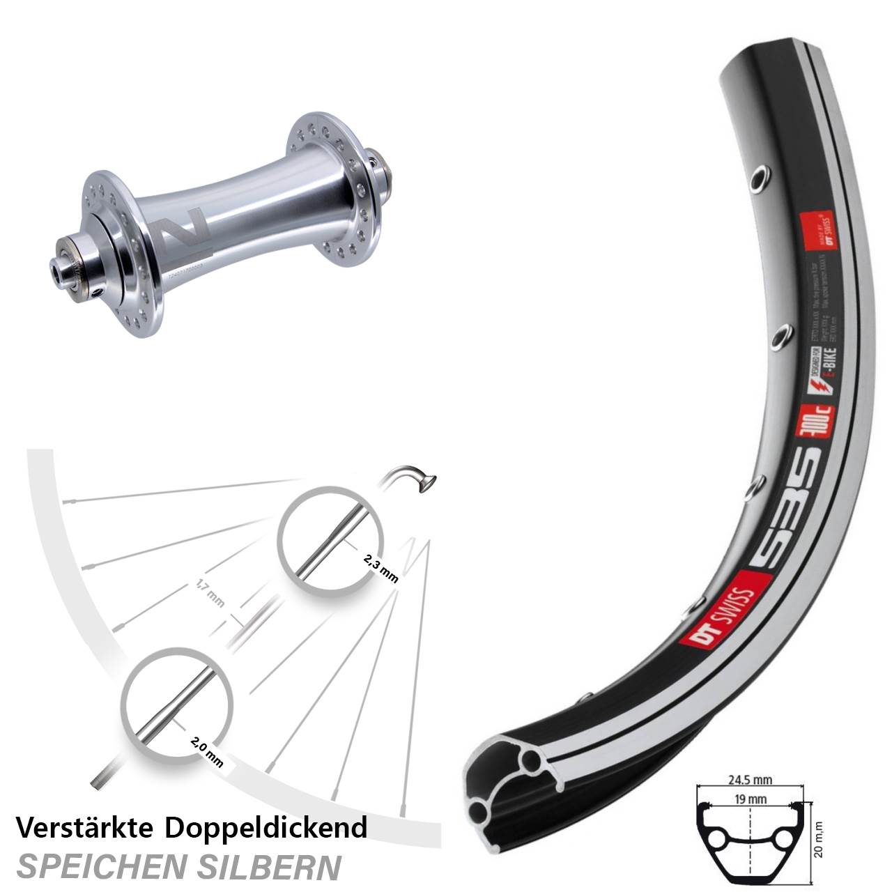 28 Zoll DT Swiss 535 Novatec A141 Laufrad für Schnellspanner