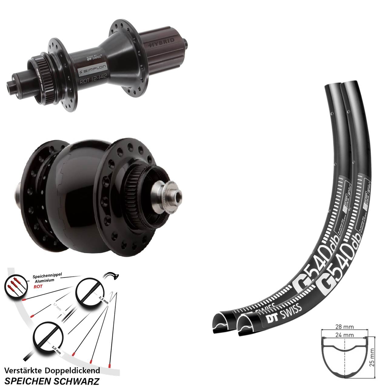 DT Swiss G 540 370 Hybrid SON delux 28-29 Zoll Disc Laufradsatz QR 8-11 fach HG
