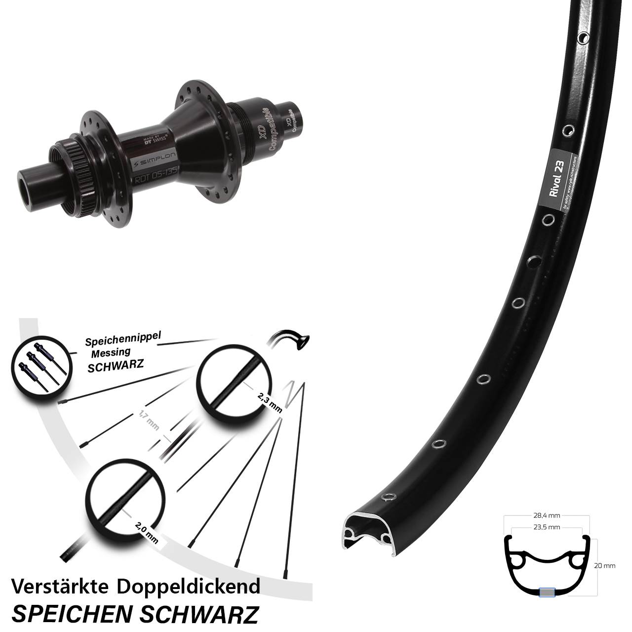 Disc Laufrad 12x142 650B Ryde Rival 23 DT Swiss 370 XD