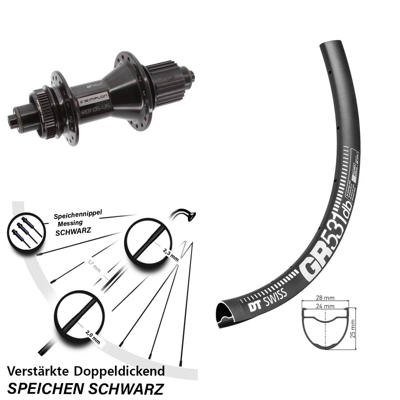 Disc Laufrad 27,5 Zoll DT Swiss GR 531-370 Hybrid Micro Spline QR