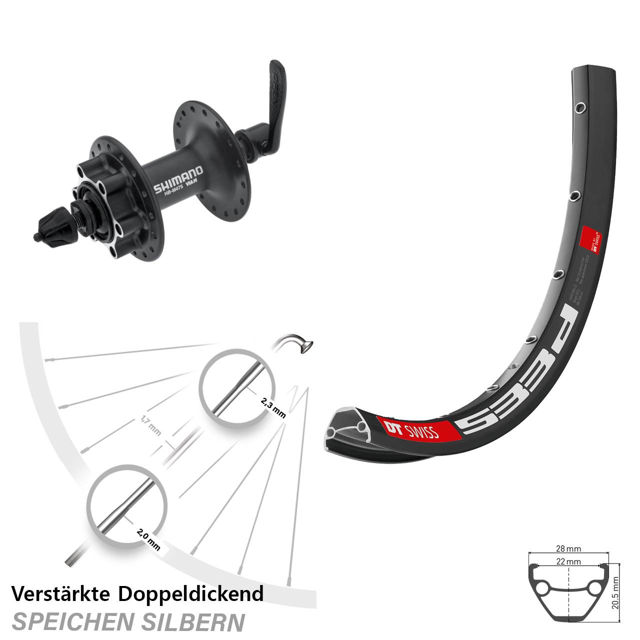 DT Swiss 533d Shimano Alivio 29 Zoll Vorderrad 6-Loch QR