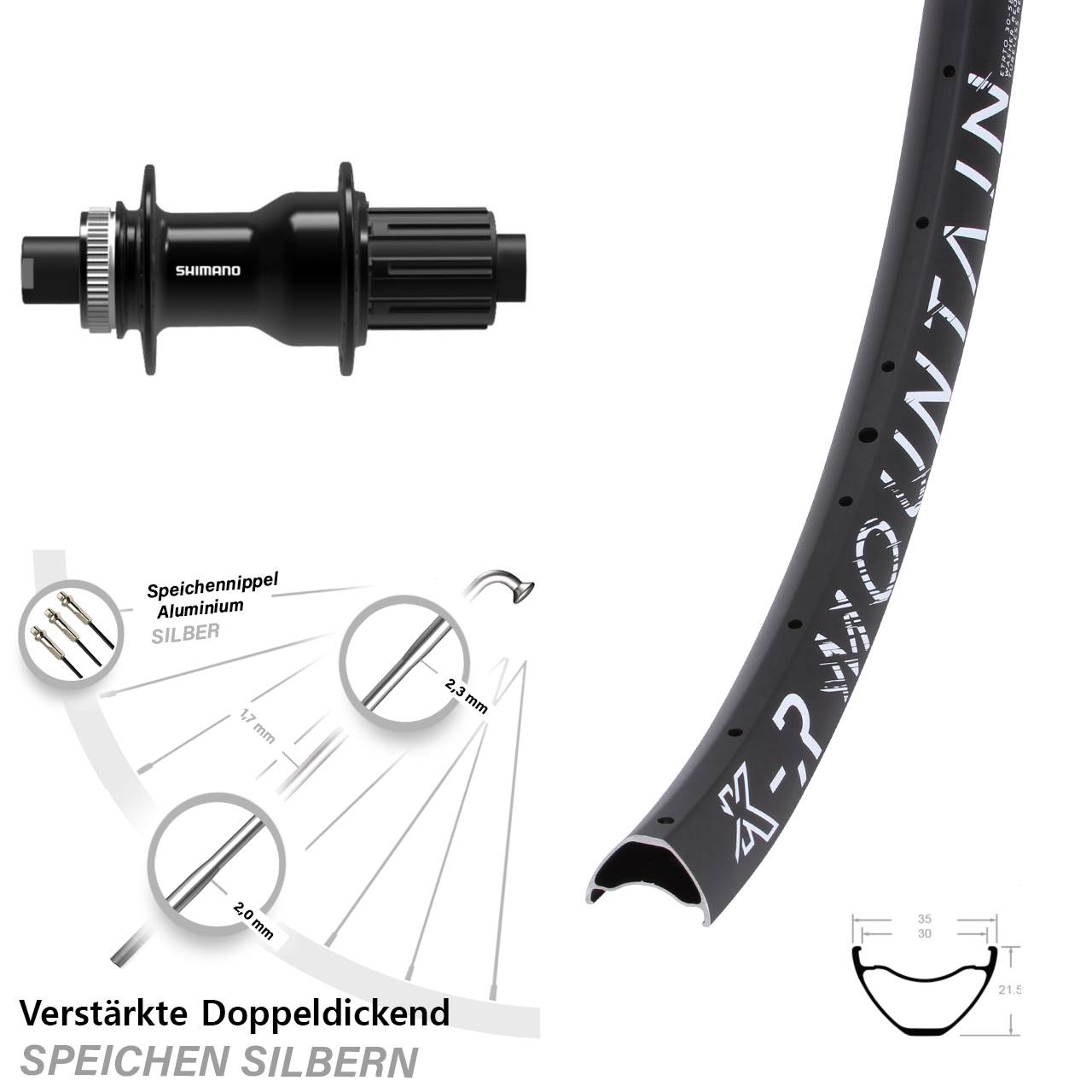 29 Zoll KX-R Mountain Shimano FH-TC500-Boost Disc Laufrad 12x148 8-11 fach HG