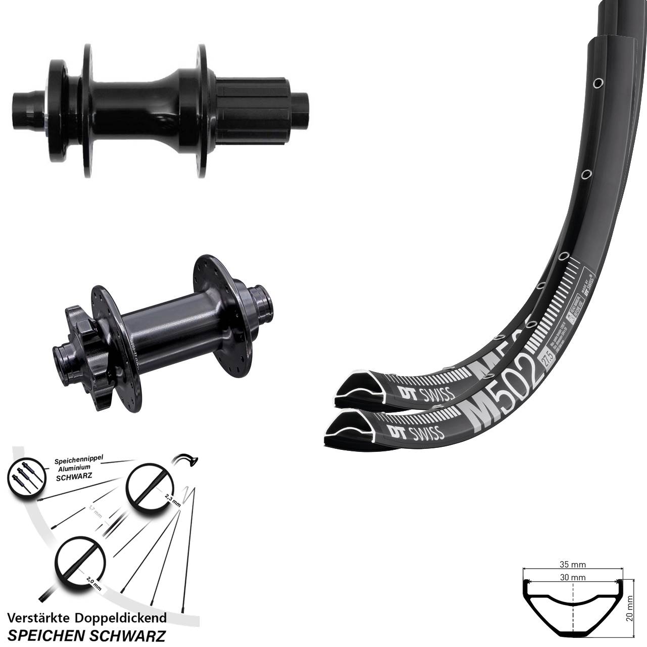6-Loch Laufradsatz 15x110 12x148 29 Zoll DT Swiss M 502 Aivee MP2 Fastace DA210 8-12 fach