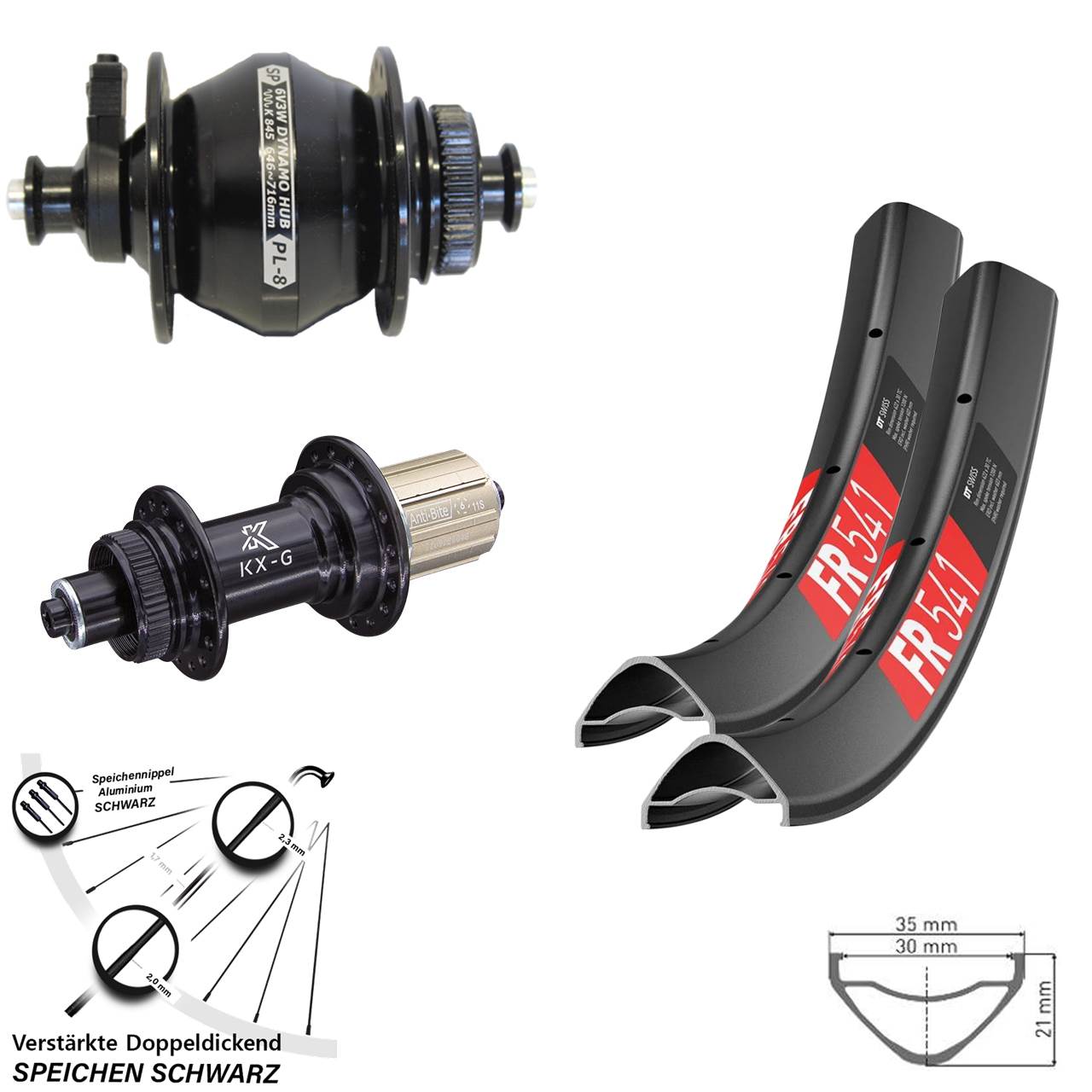 Laufradsatz Centerlock 27,5 Zoll DT Swiss FR 541 KX-G SP PL-8 8-12 fach HG QR