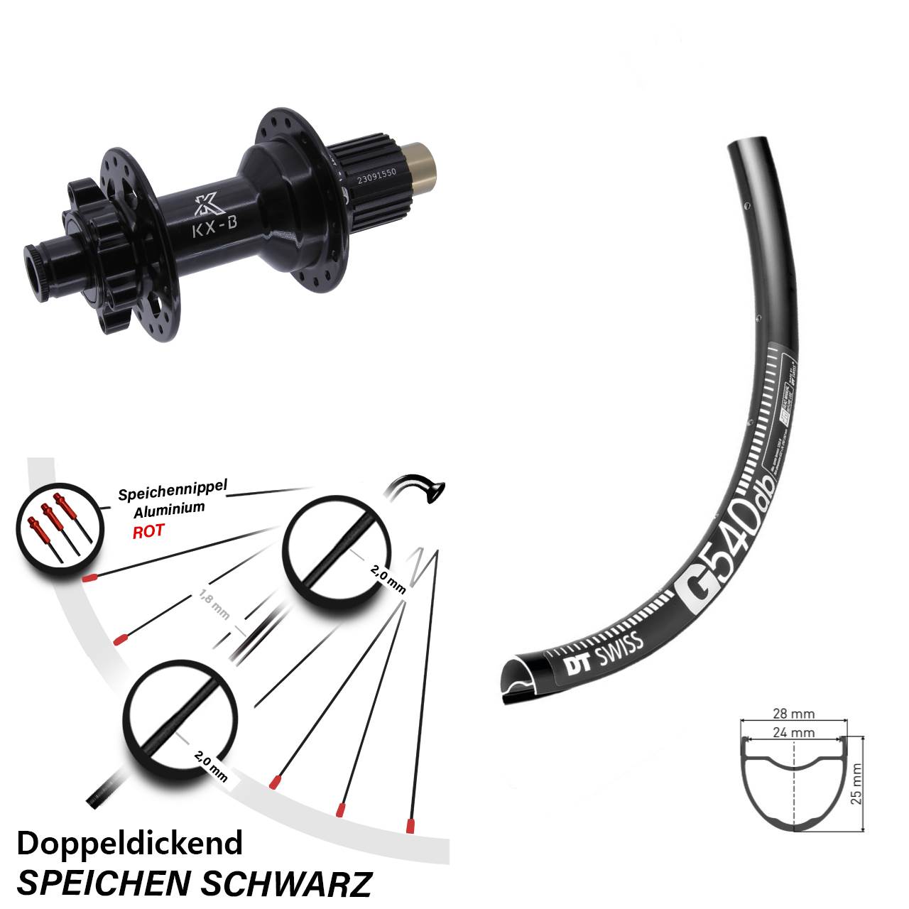 DT Swiss G 540 KX-B 650B Disc Hinterrad 12x148 Micro Spline