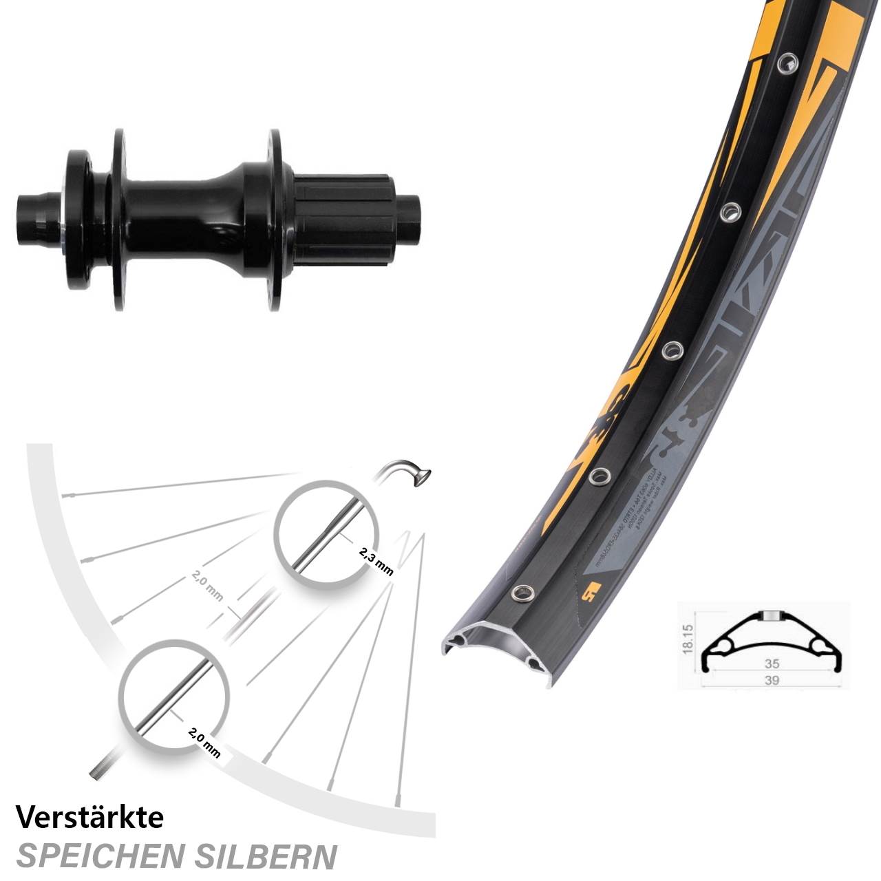 Rodi TRYP 35 Fastace DA210 27,5 Zoll 6-Loch Hinterrad 12x148 8-12 fach