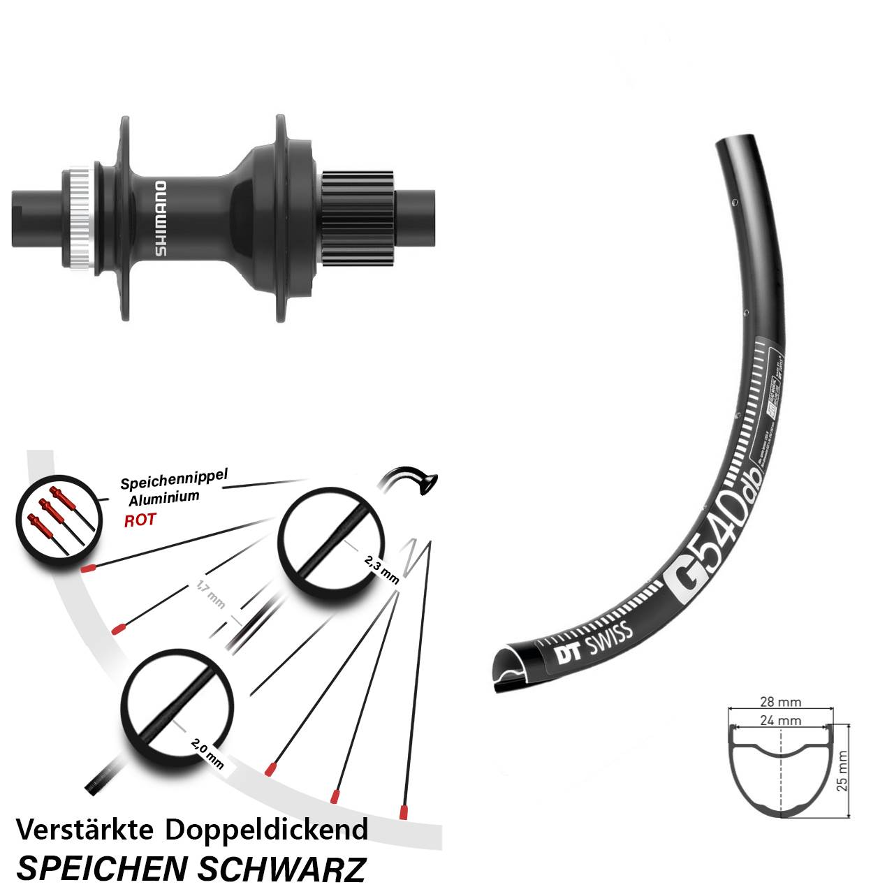 29 Zoll DT Swiss G540 FH-MT410 Centerlock Hinterrad 12x142 Micro Spline