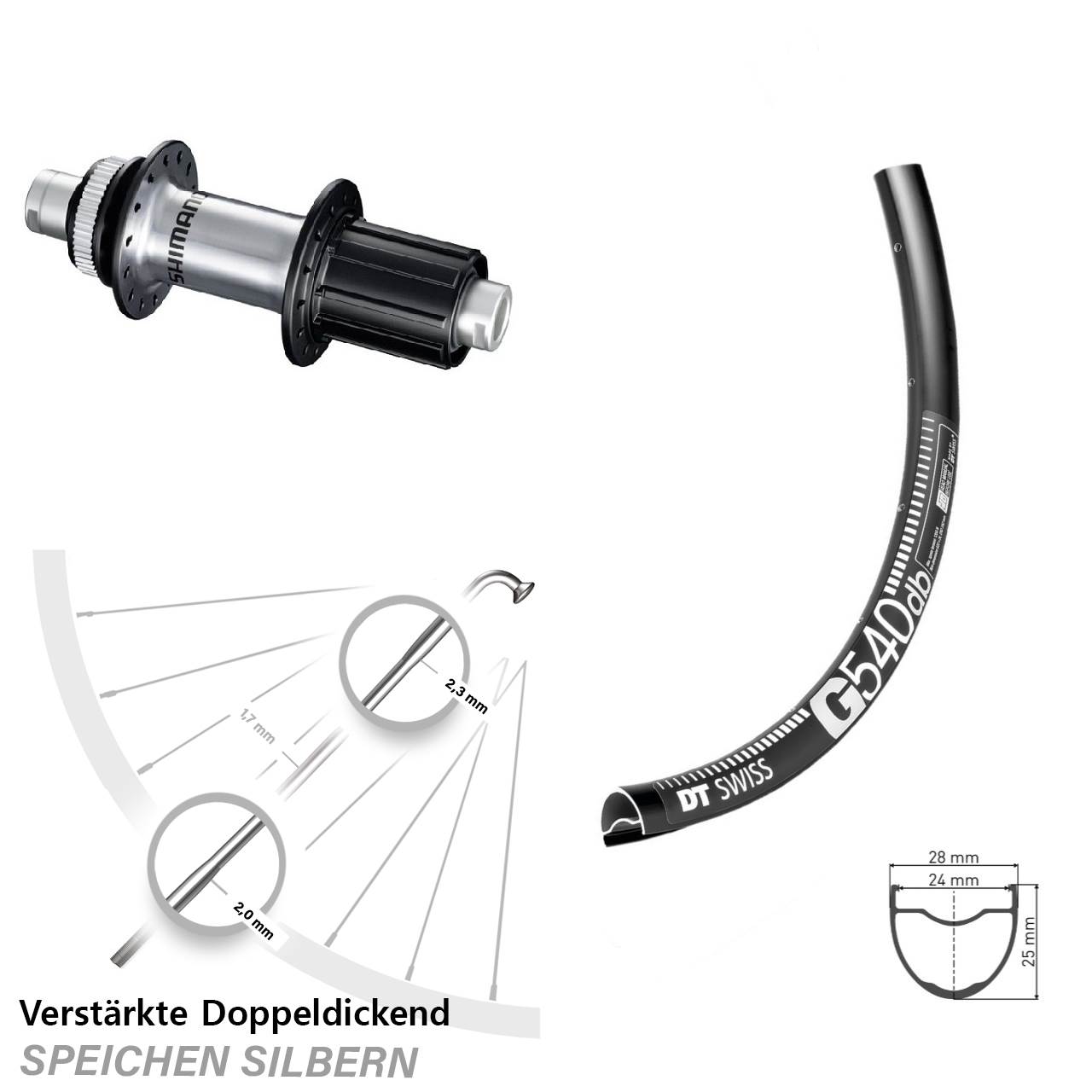 Disc Hinterrad 12x142 29 Zoll DT Swiss G540 Shimano GRX 8-12 fach