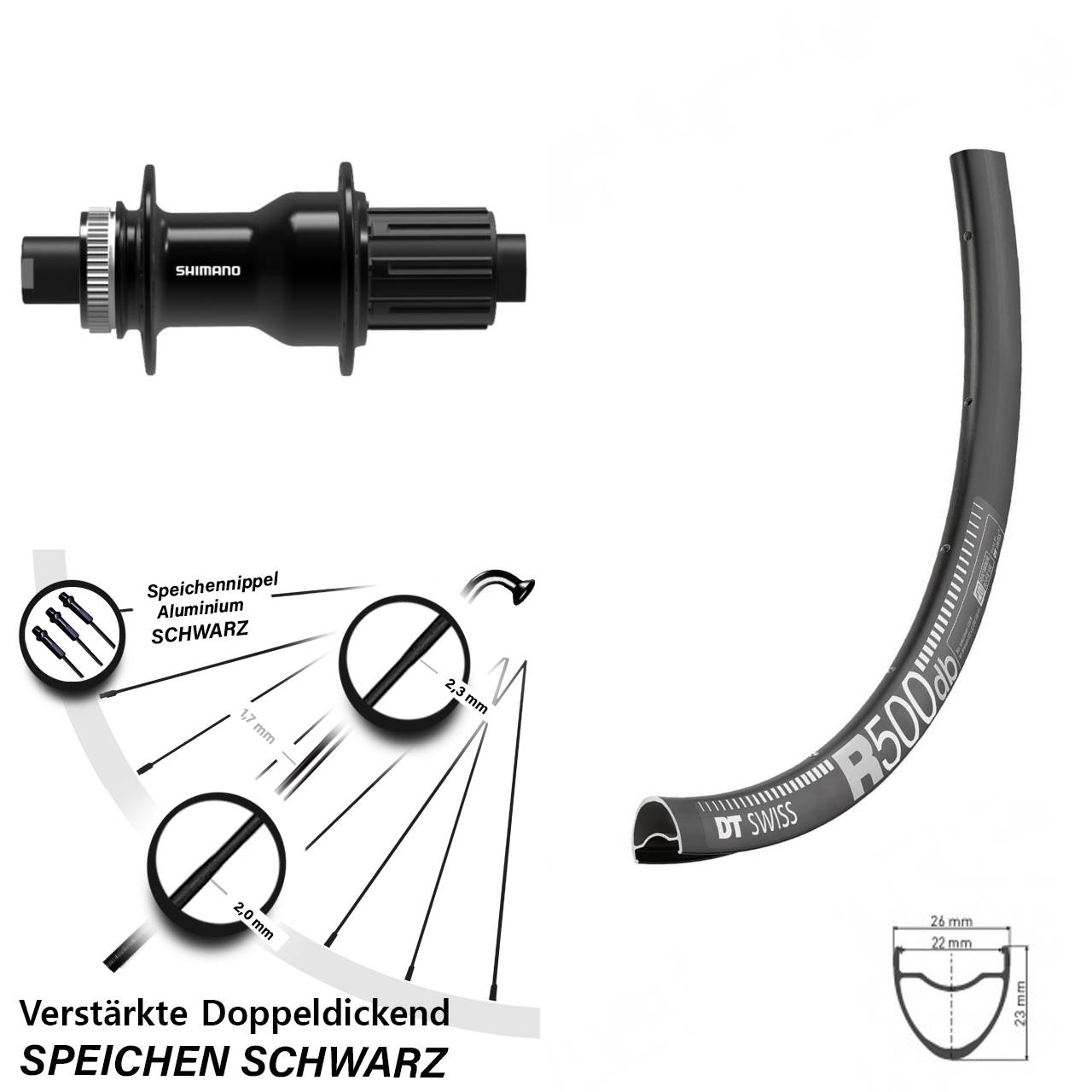 Disc Hinterrad 12x142 28-29 Zoll DT Swiss R500 Shimano FH-TC500 11-12 fach HG