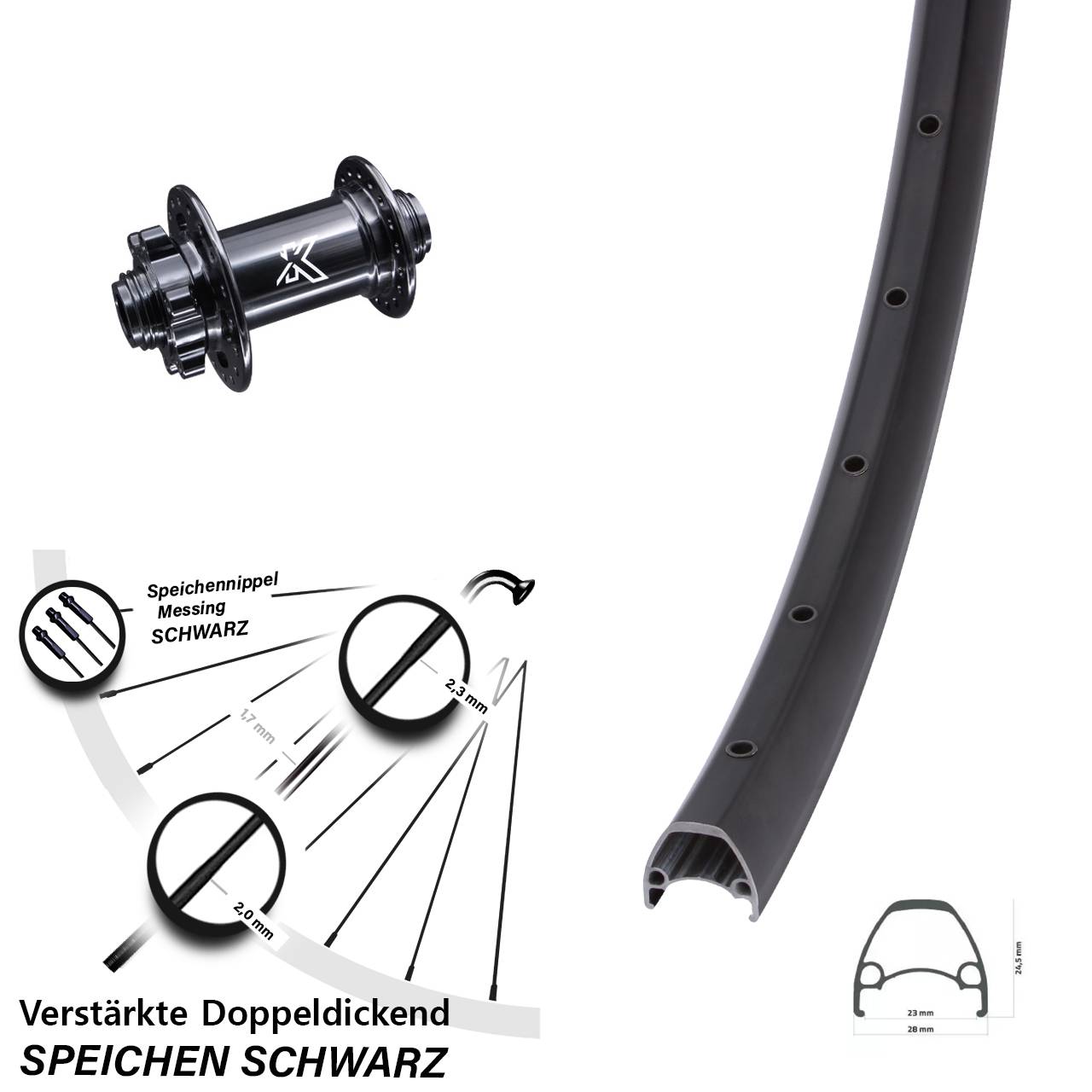 Ambrosio Sport KX-M 29 Zoll Vorderrad 6-Loch 12x100