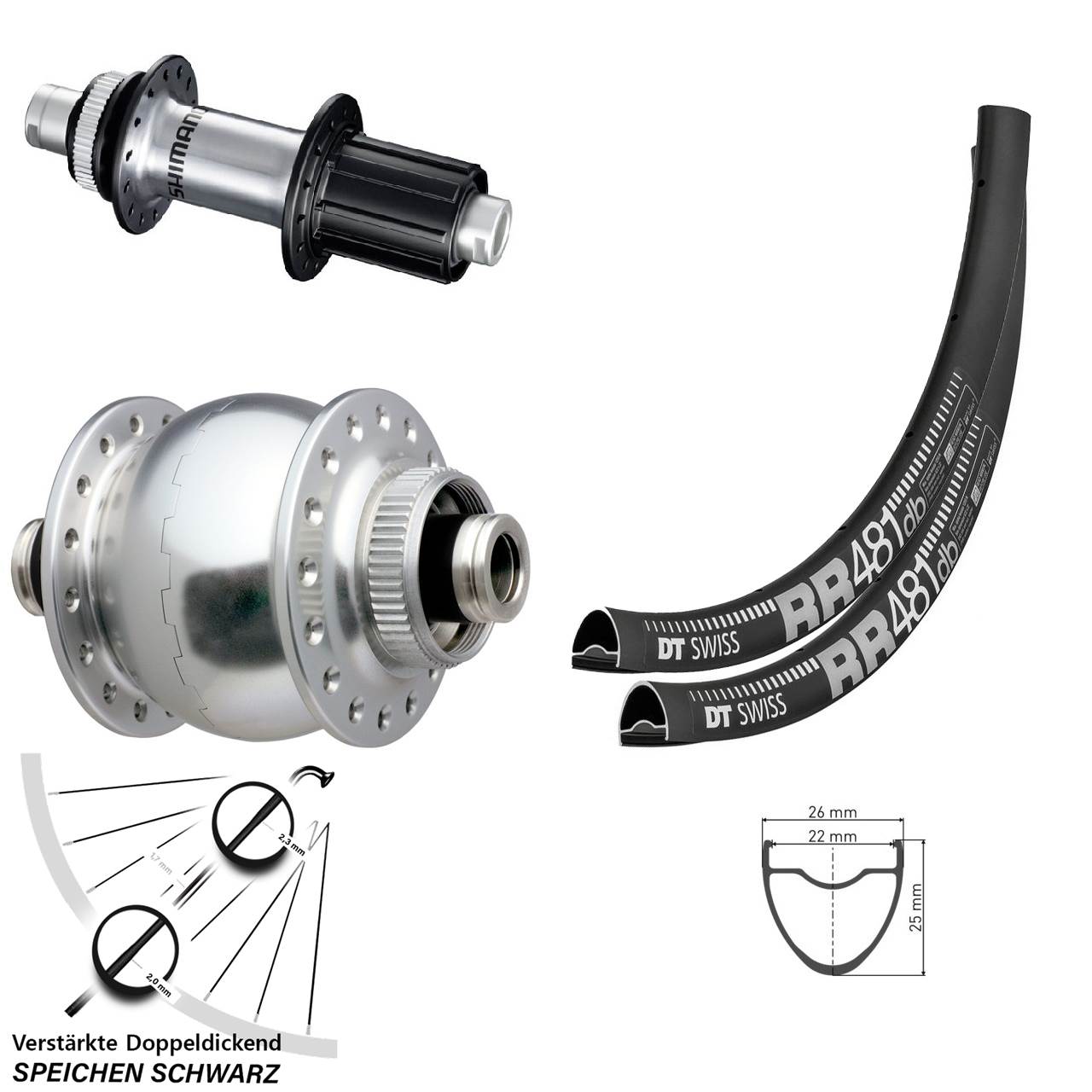 Laufradsatz Centerlock 12x100/142 DT Swiss RR481 SON 28 Zoll Shimano GRX 8-12 fach