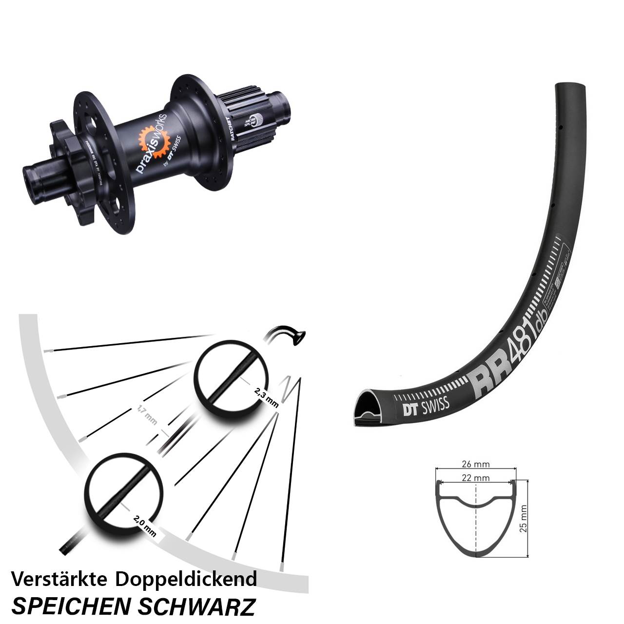 Disc Hinterrad 28 Zoll DT Swiss RR 481 350 Micro Spline 12x142