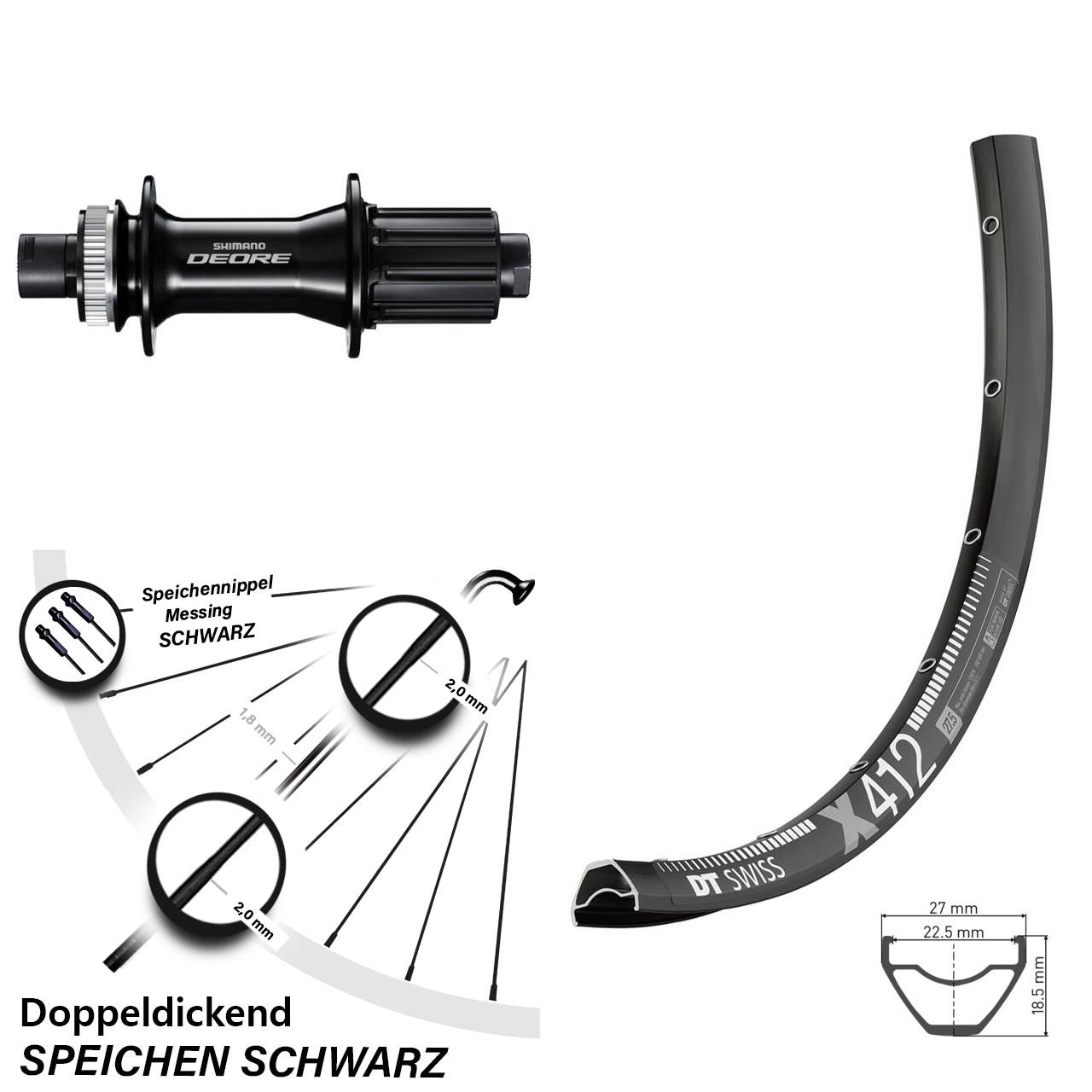 Disc Laufrad 29 Zoll DT Swiss X 412 Shimano FH-M6010-B 8-11 fach HG 12x148