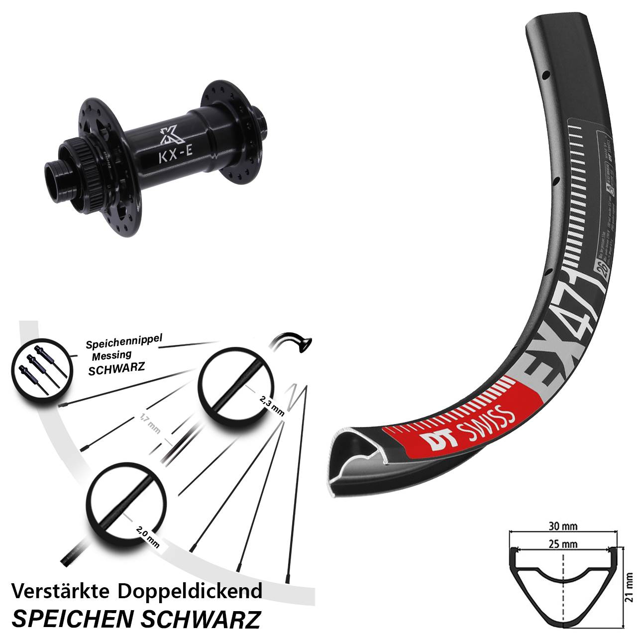 Boost Disc Vorderrad 15x110 27,5 Zoll DT Swiss EX471 KX-E Heavy Duty
