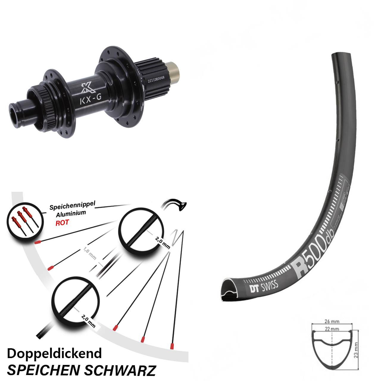 Hinterrad 28/29 Zoll DT Swiss R 500 KX-G Micro Spline 12x142