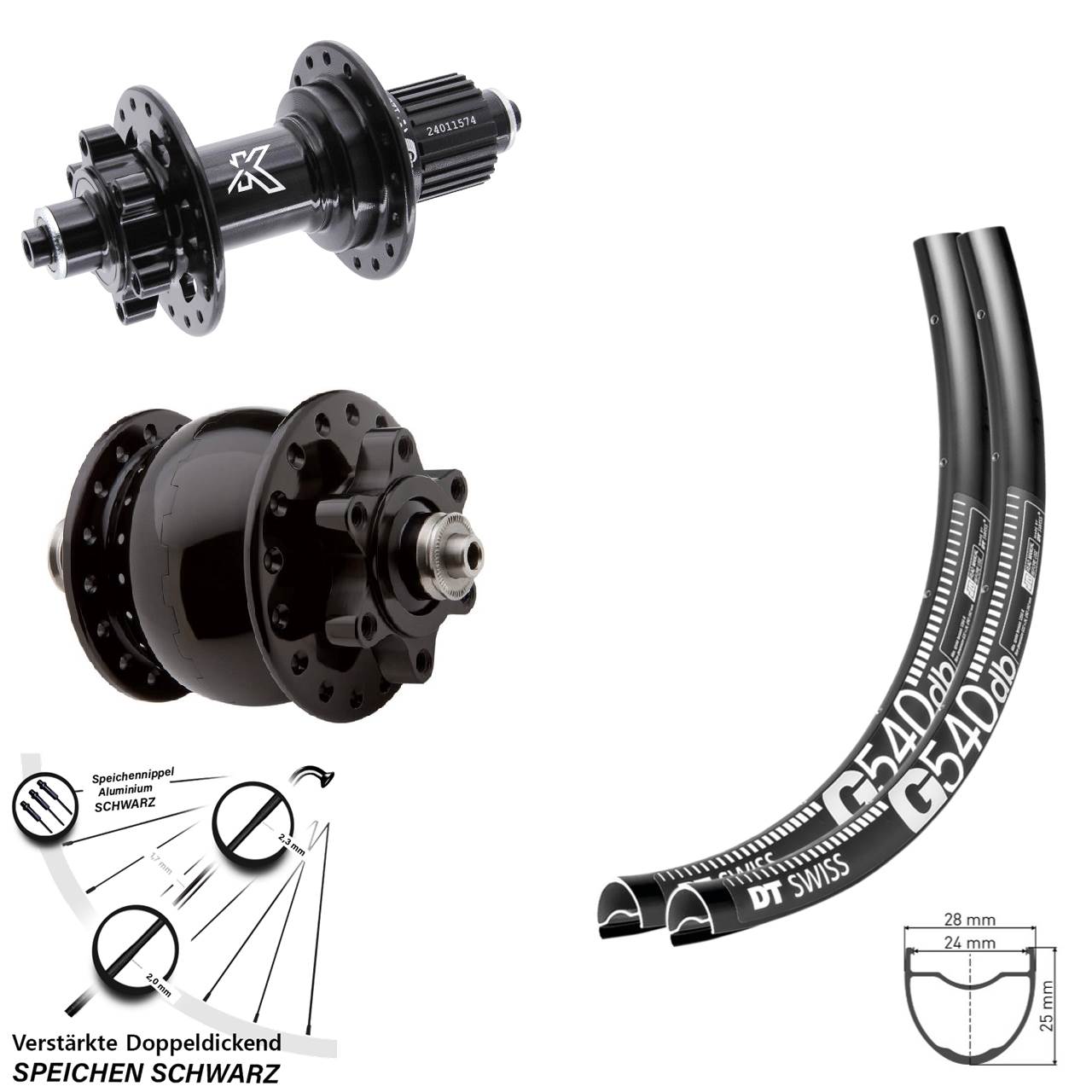 29 Zoll DT Swiss G540 KX-M SON 28 Micro Spline Disc Laufradsatz 5x100/135