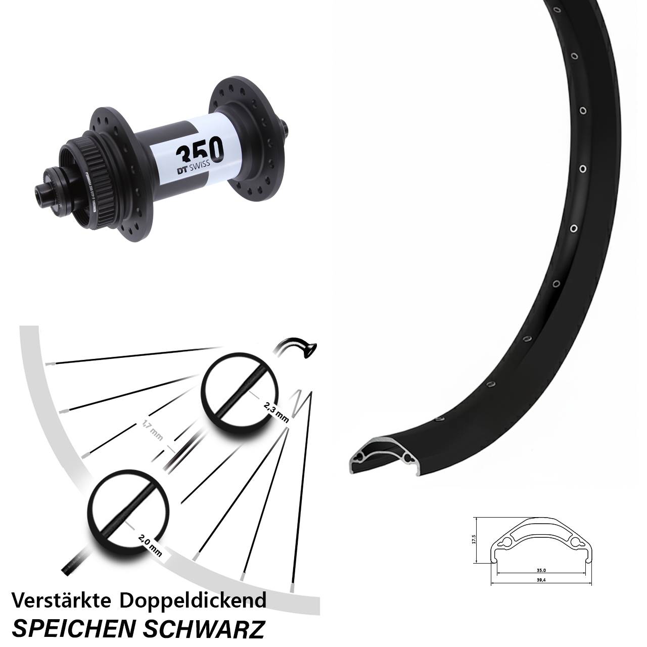 29 Zoll Ryde Disc 35 DT Swiss 350 Vorderrad QR