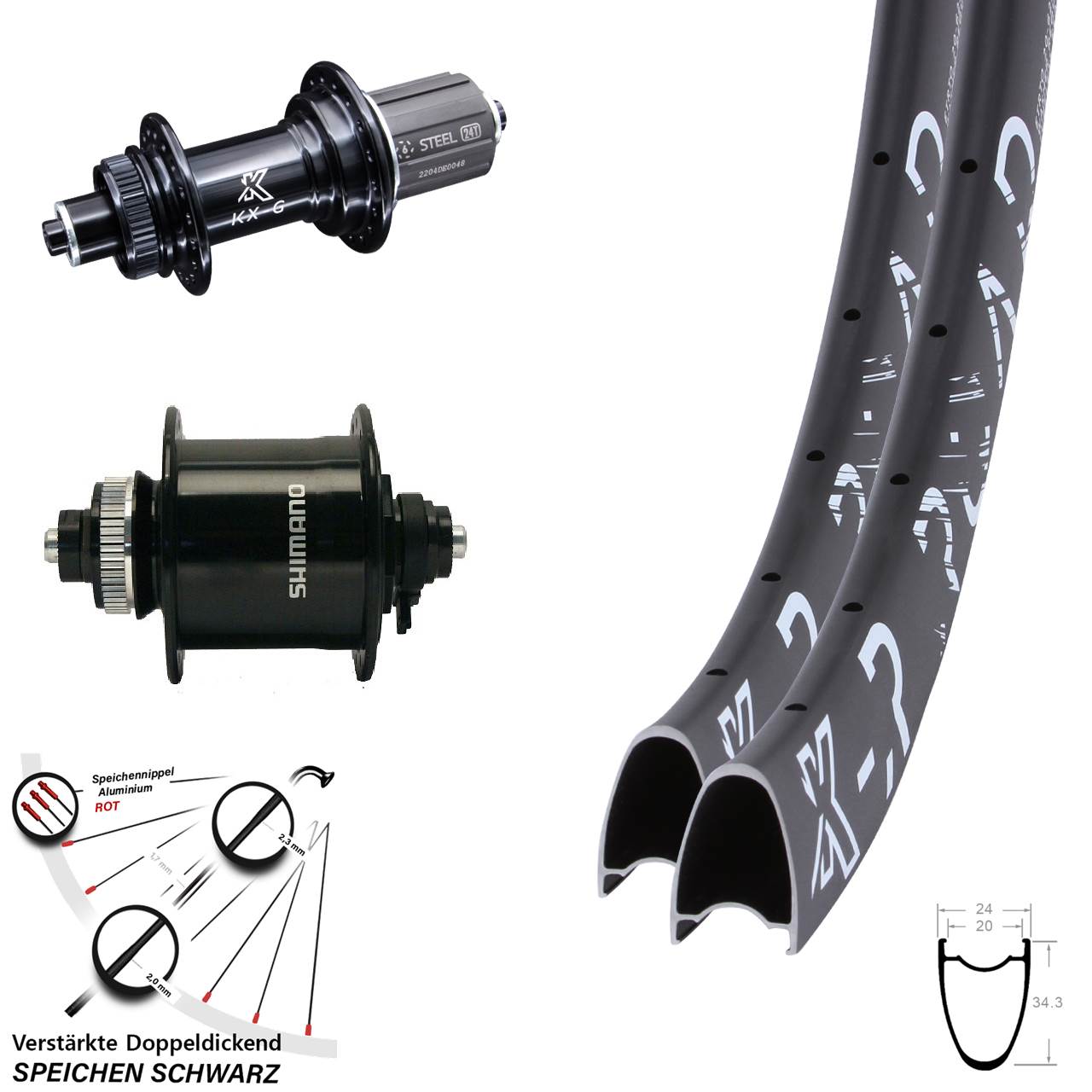 KX-R GS Road Shimano DH-UR700 28 Zoll Laufradsatz QR 8-12 fach HG