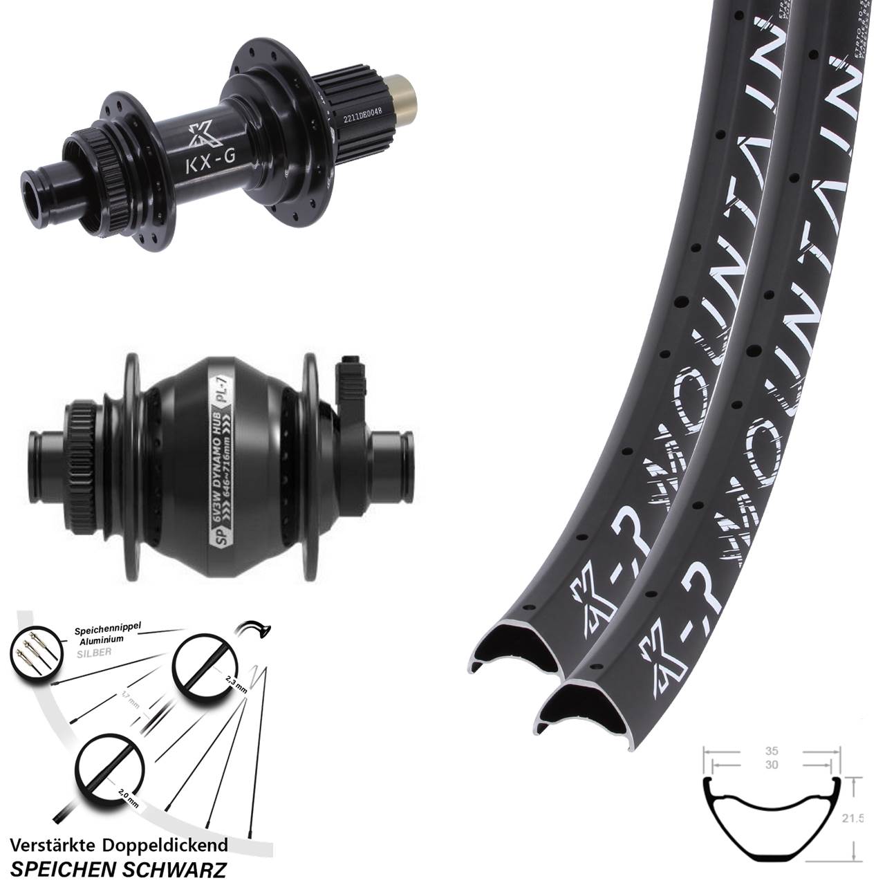 Laufradsatz Centerlock 29 Zoll KX-GR Mountain Shutter PL-7 Micro Spline 12x100/142