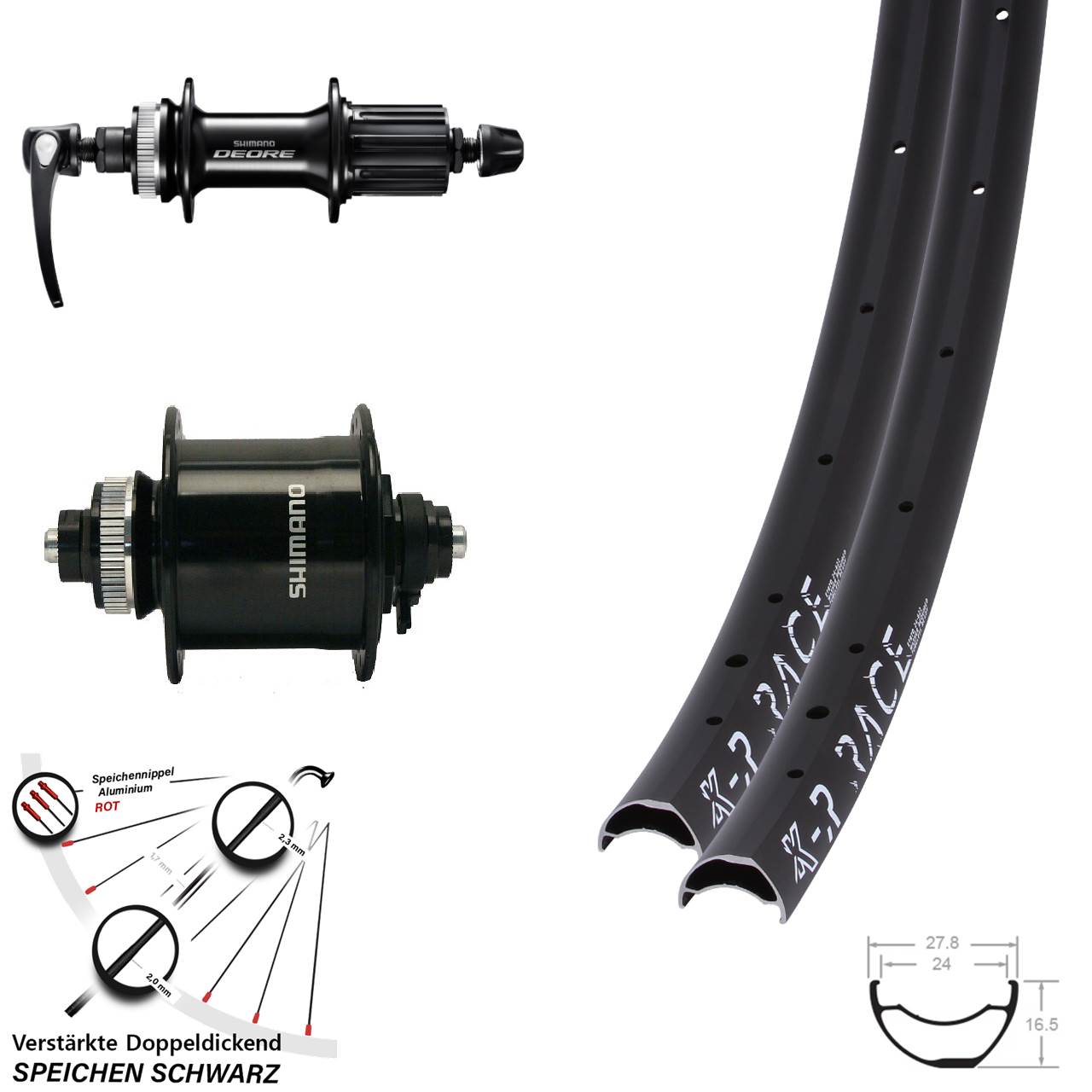 28-29 Zoll KX-R Race Shimano DH-UR700 Shimano FH-M6000 Disc Laufradsatz QR 8-11 fach