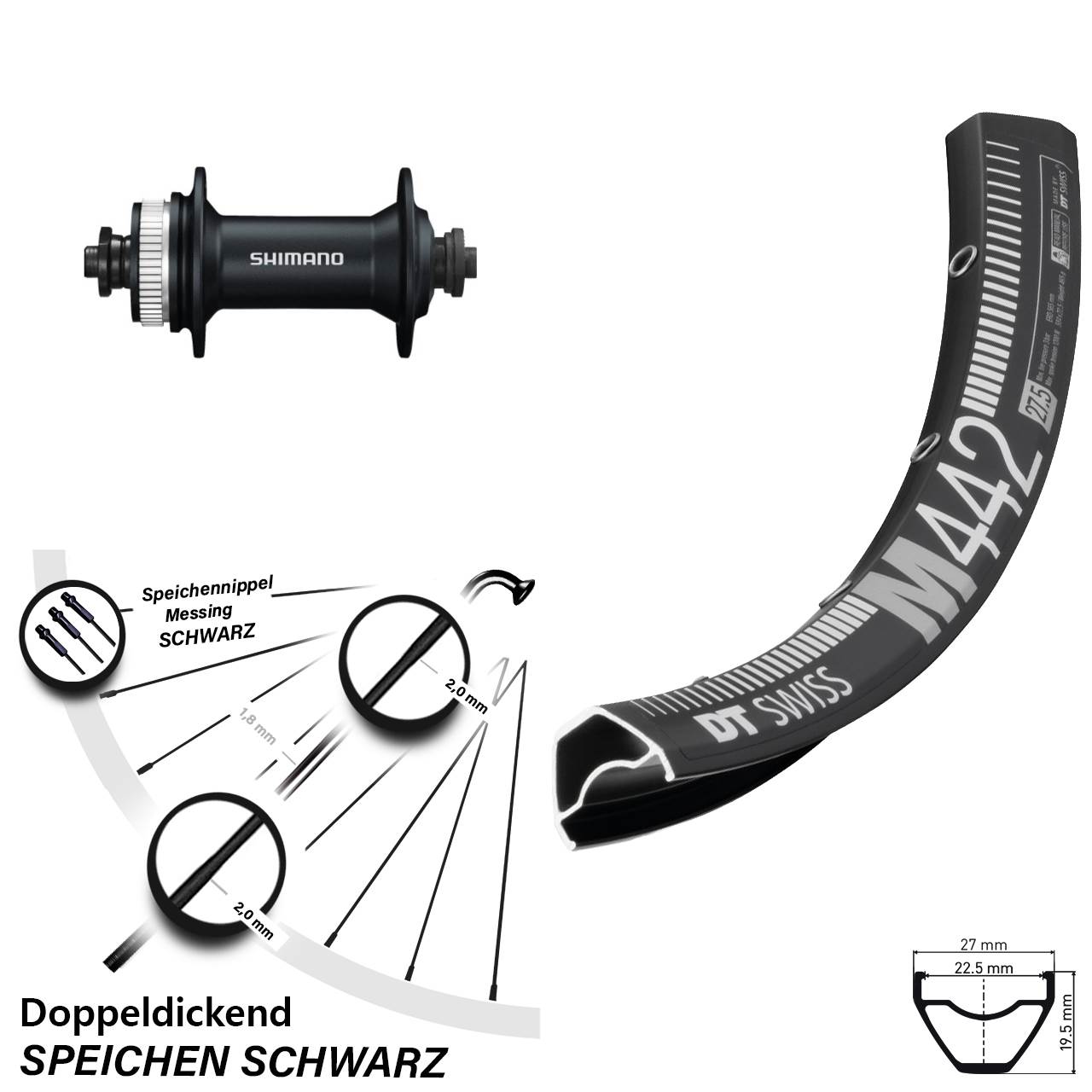 DT Swiss M 442 Shimano Alivio 28 Zoll Disc Laufrad QR