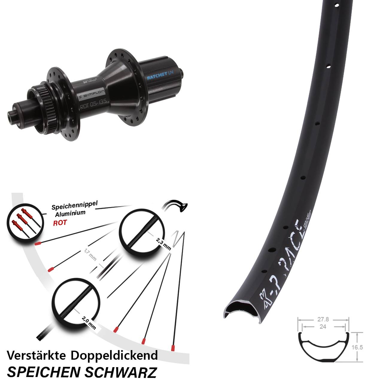 Hinterrad Centerlock 28-29 Zoll KX-R Race DT Swiss 370 Hybrid 8-11 fach QR