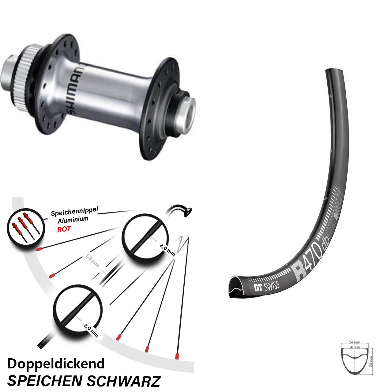 Vorderrad 28 Zoll DT Swiss R 470 Disc Shimano HB-RS770
