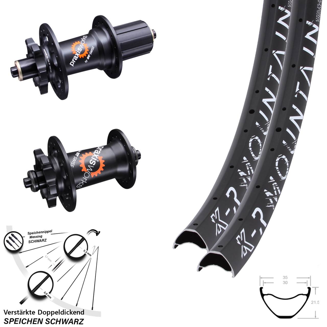 Laufradsatz 6-Loch 29 Zoll KX-R Mountain DT Swiss 350 5x135 HG QR 8-11 fach