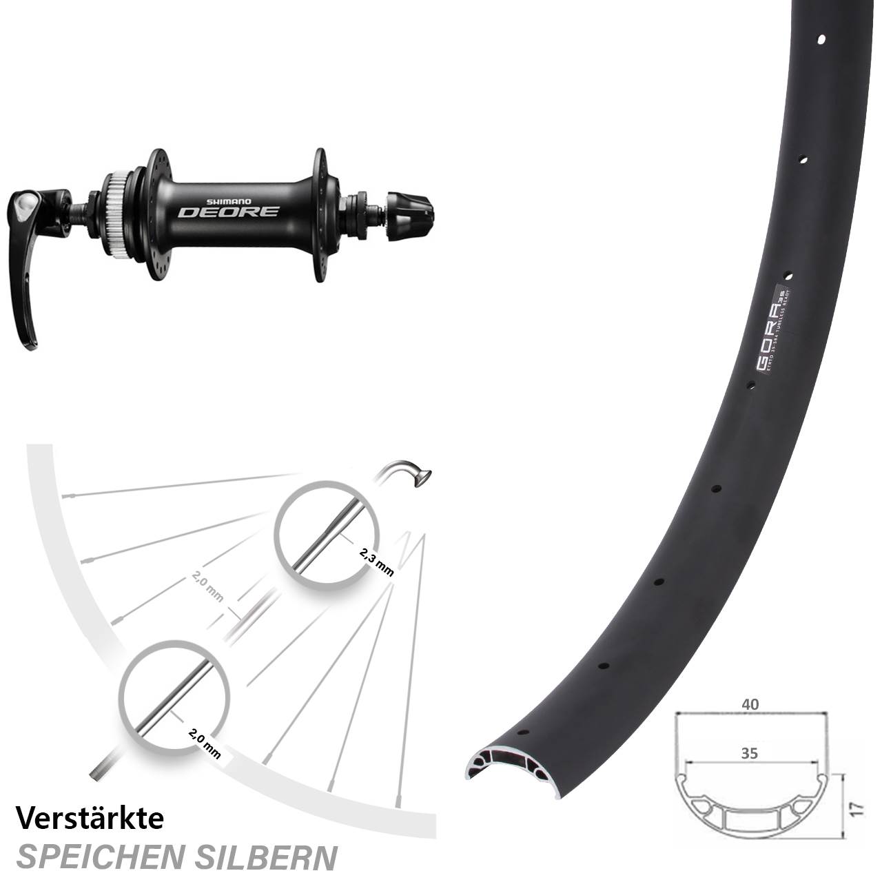 Disc Laufrad 27,5 Zoll Gora 35 Shimano HB-M6000 QR