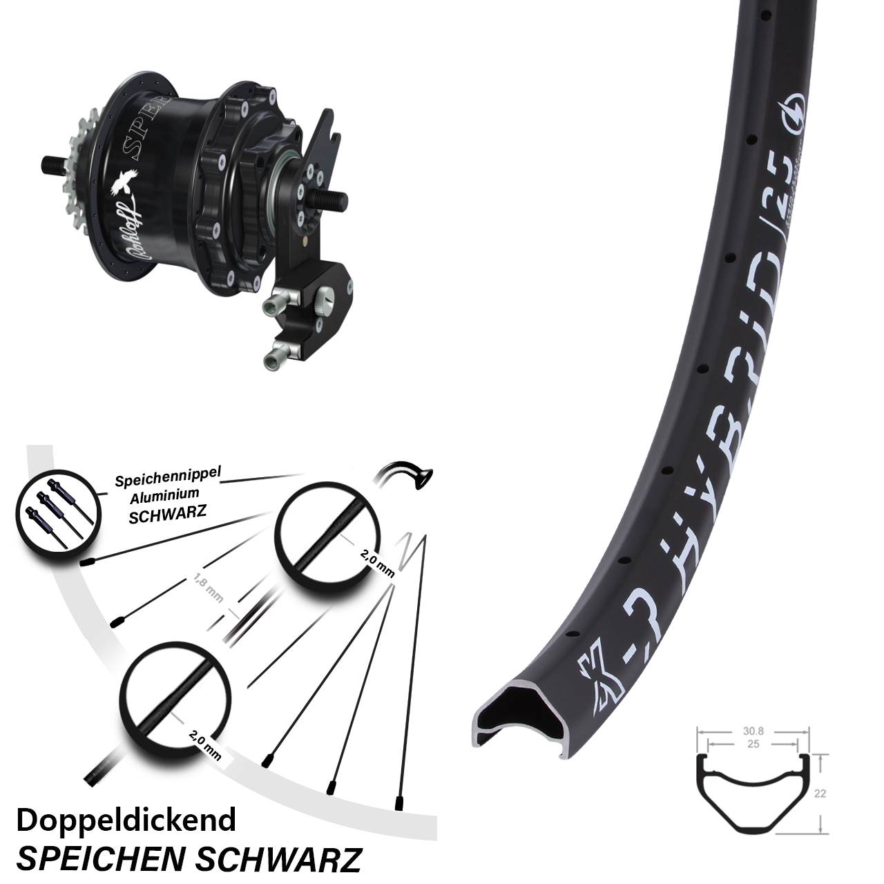 KX-R Hybrid 25 Rohloff Speedhub TS DB OEM2 28-29 Zoll Disc Laufrad