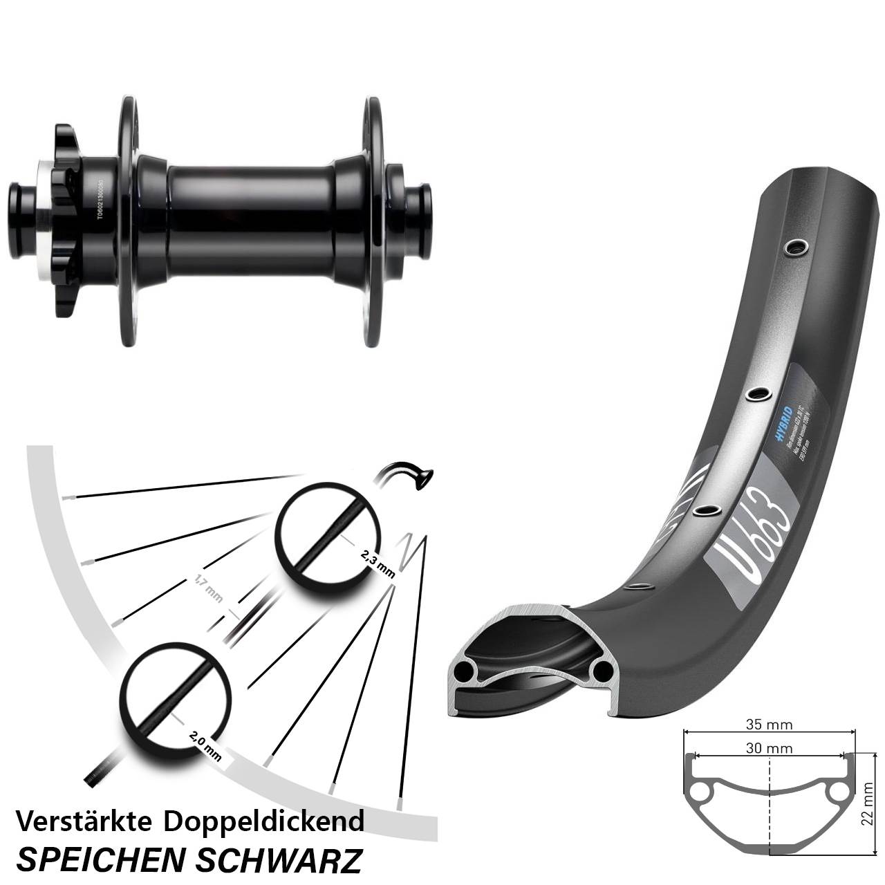 26 Zoll DT Swiss U 663 Novatec D341-B15 6-Loch Vorderrad 15x110 Boost