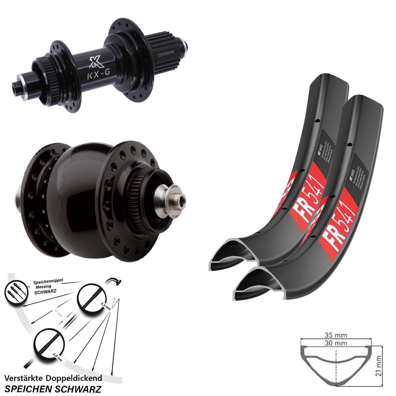 DT Swiss FR541 KX-GS verstärkt SONdelux 27,5 Zoll Disc Laufradsatz QR Shimano Micro Spline