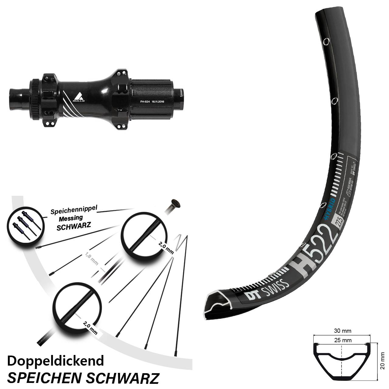 DT Swiss H 522 Disc-Hinterrad 27,5 Zoll mit Formula TC-148A Nabe 8-11 fach