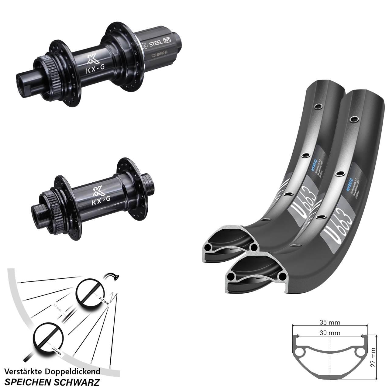 29 Zoll DT Swiss U663 KX-GS 8-12 fach Centerlock Laufradsatz 12x100/142