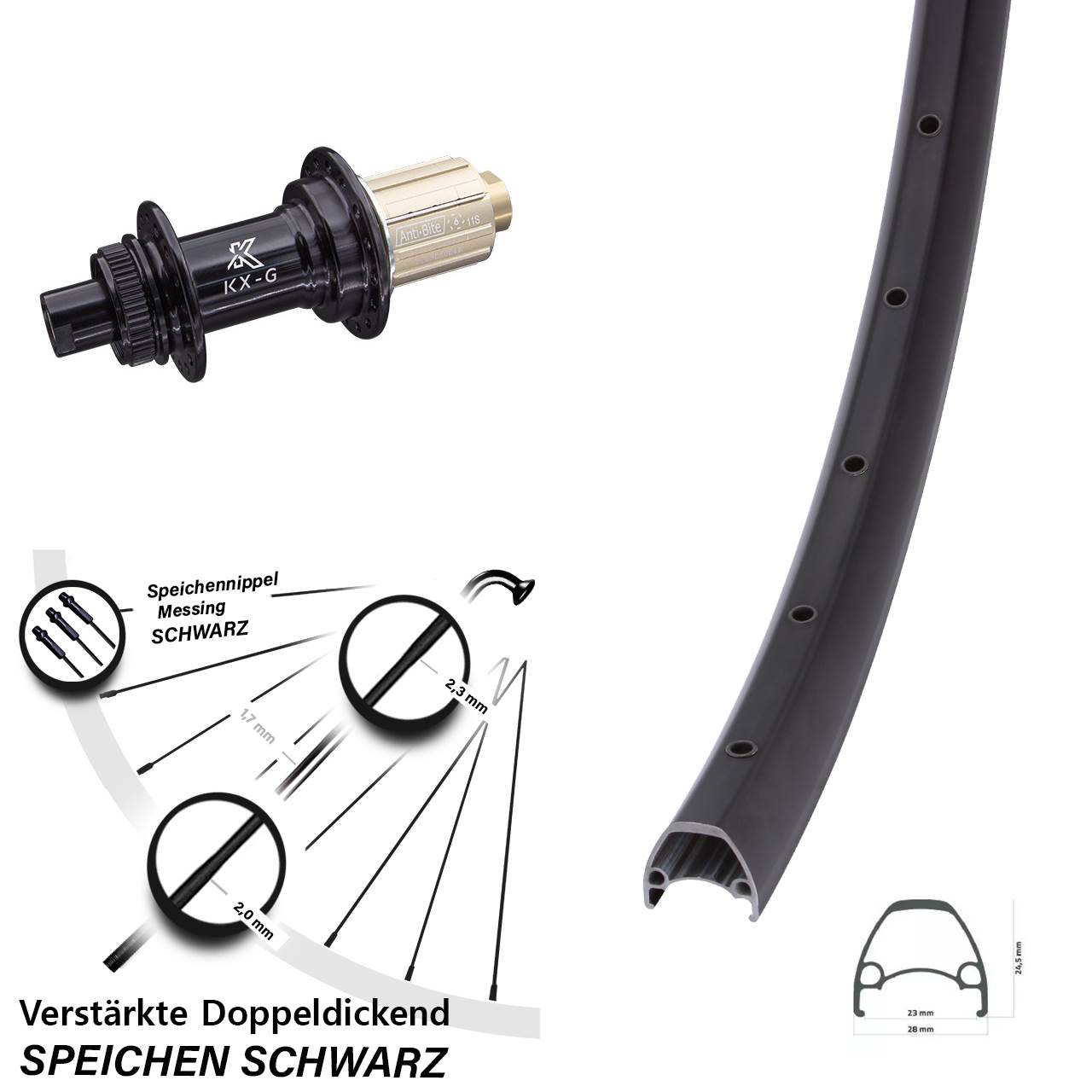 Disc Laufrad 28-29 Zoll Ambrosio Sport KX-G 8-12 fach 12x142