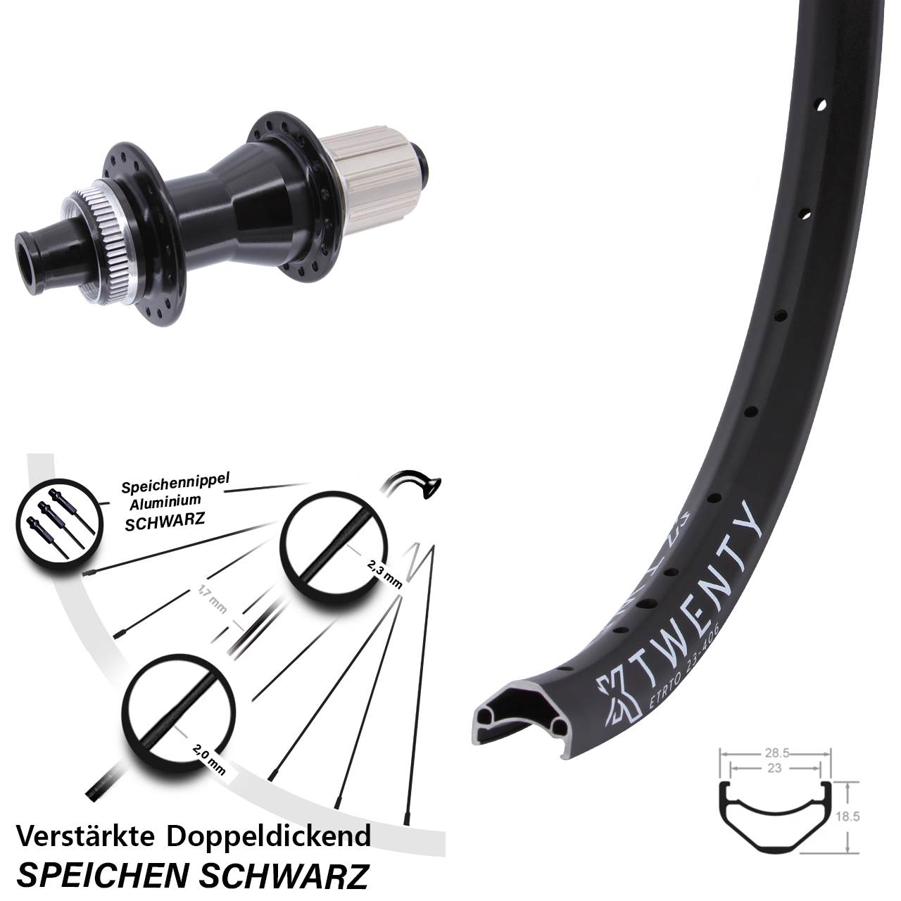 Hinterrad Centerlock 12x142 20 Zoll KX Twenty Novatec CL-142 8-12 fach HG