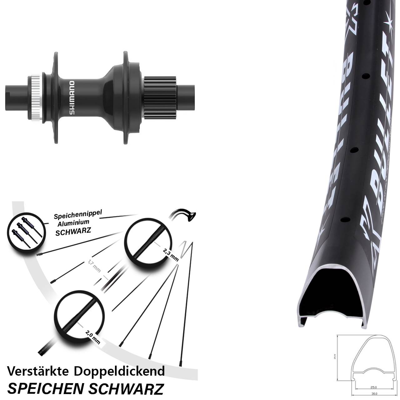 Disc Laufrad 28-29 Zoll KX Bullet OS Shimano FH-MT410 Micro Spline 12x142
