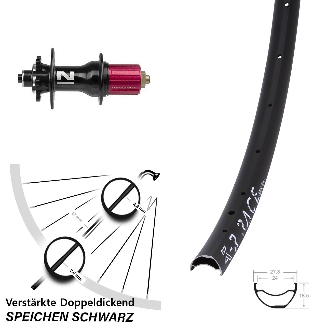 KX-R Race Novatec Superlight Disc Hinterrad QR 8-12 fach HG
