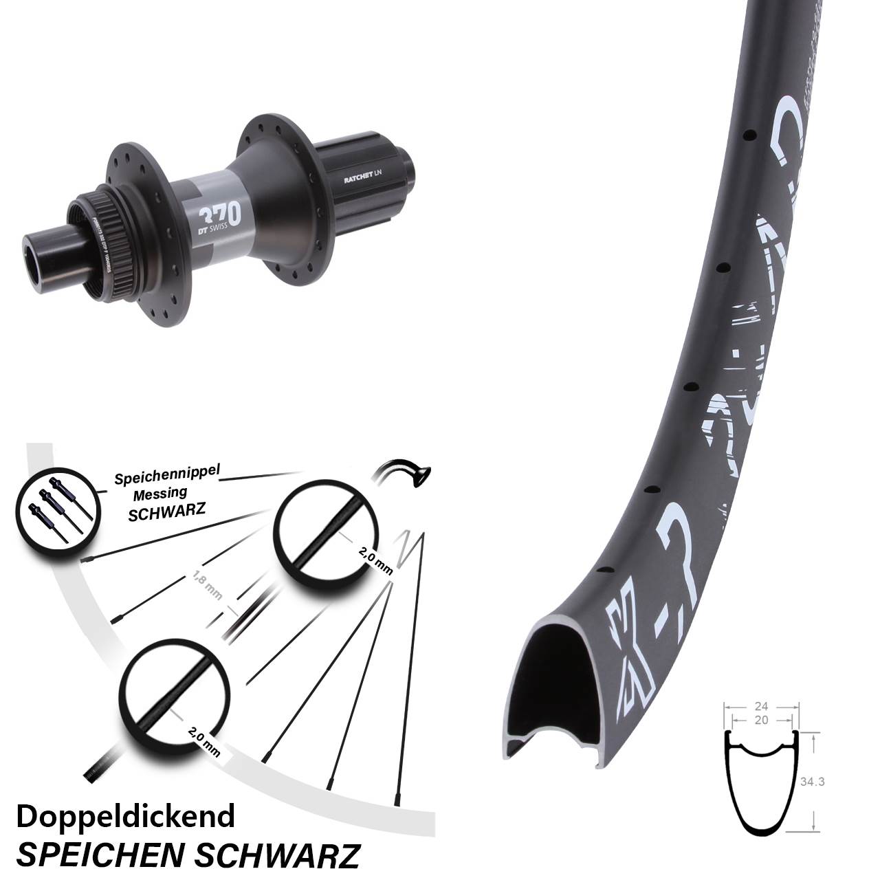 Centerlock Hinterrad 28 Zoll KX-R Road DT Swiss 370 11-12 fach 12x142