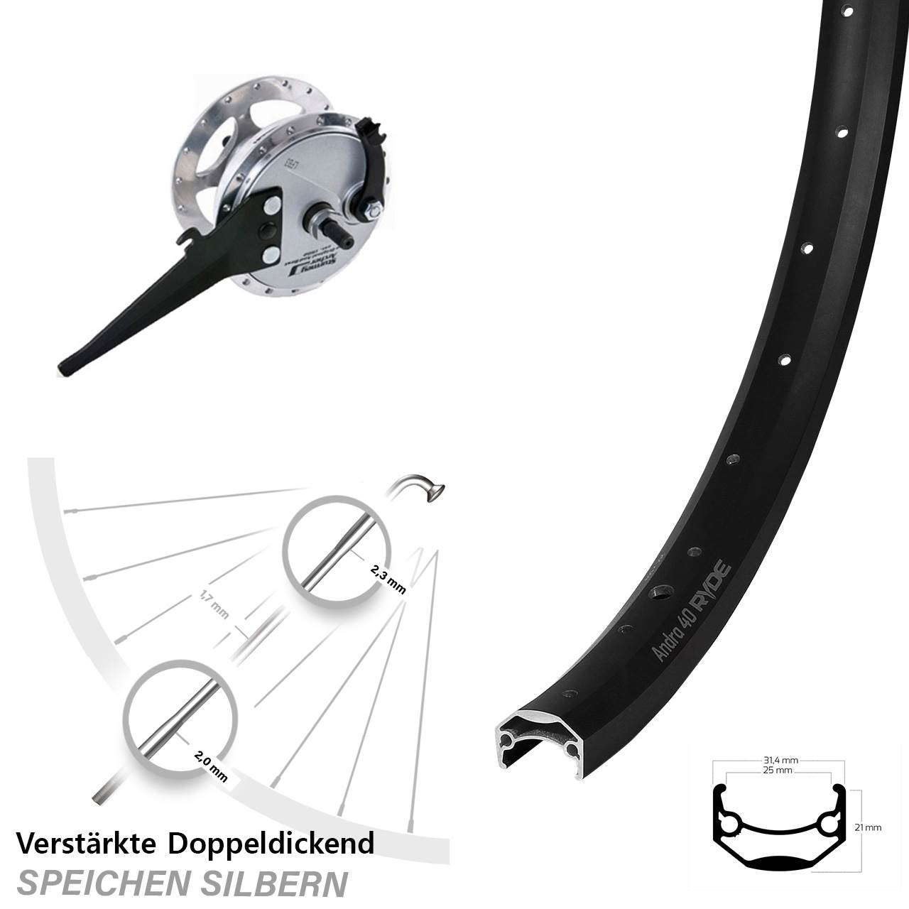 Ryde Andra 40 Sturmey Archer XL-FDAM 29 Zoll Vollachse Trommelbremse