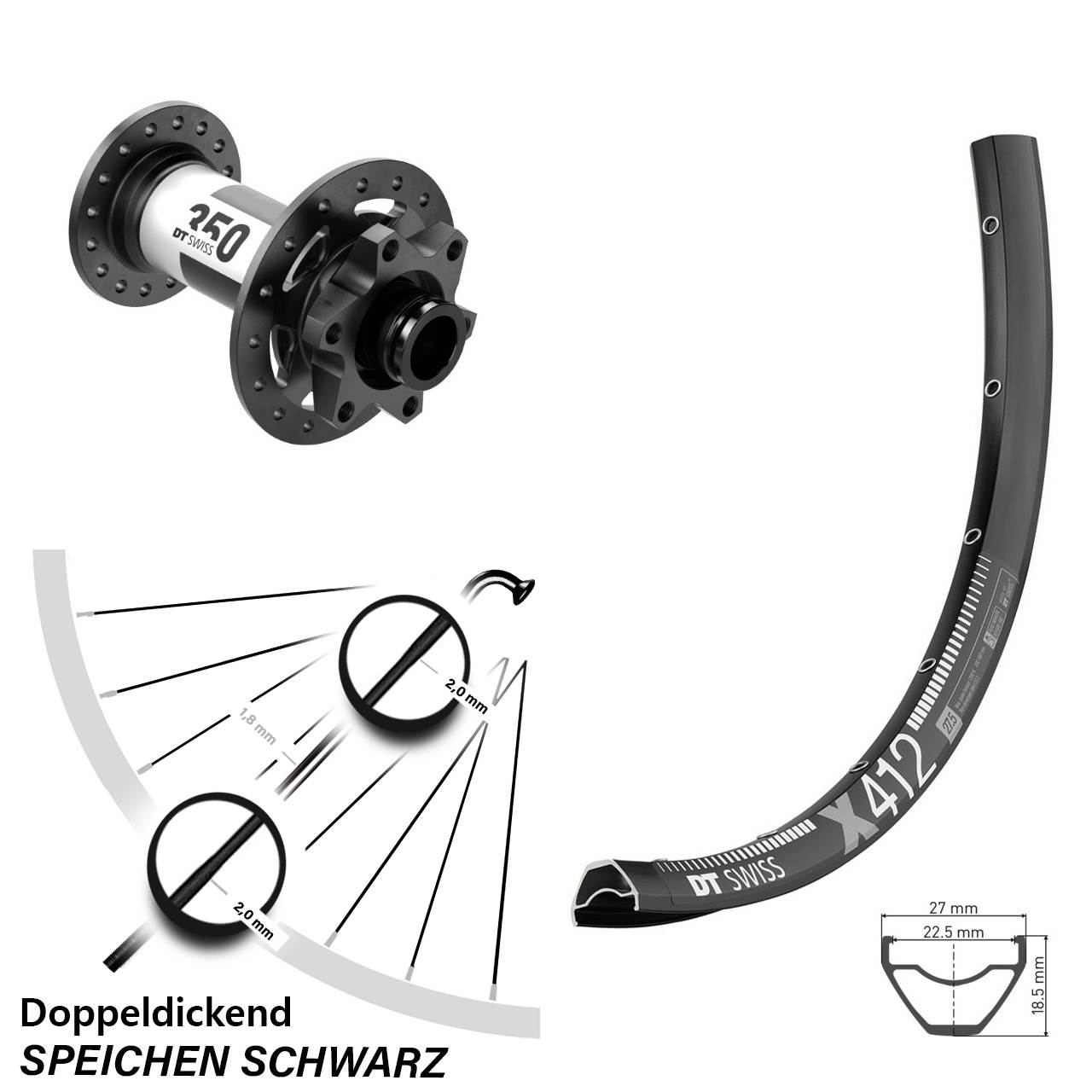 DT Swiss X 412 DT Swiss 350 28-29 Zoll Disc Laufrad 15x110 Boost
