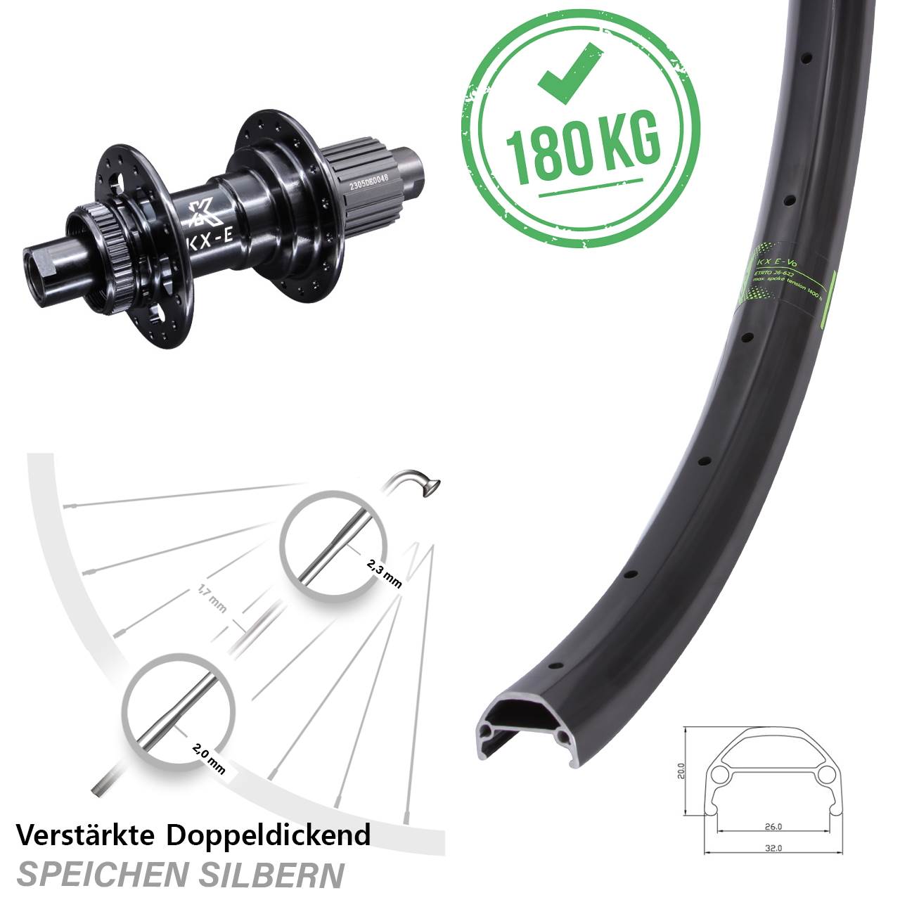 KX-Evo 20 Zoll Centerlock Hinterrad 12x142 Micro Spline